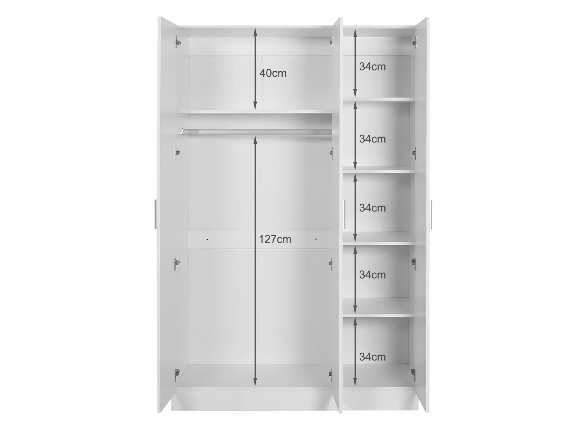 Bram 3 Door Wardrobe Cabinet - White - Image 7