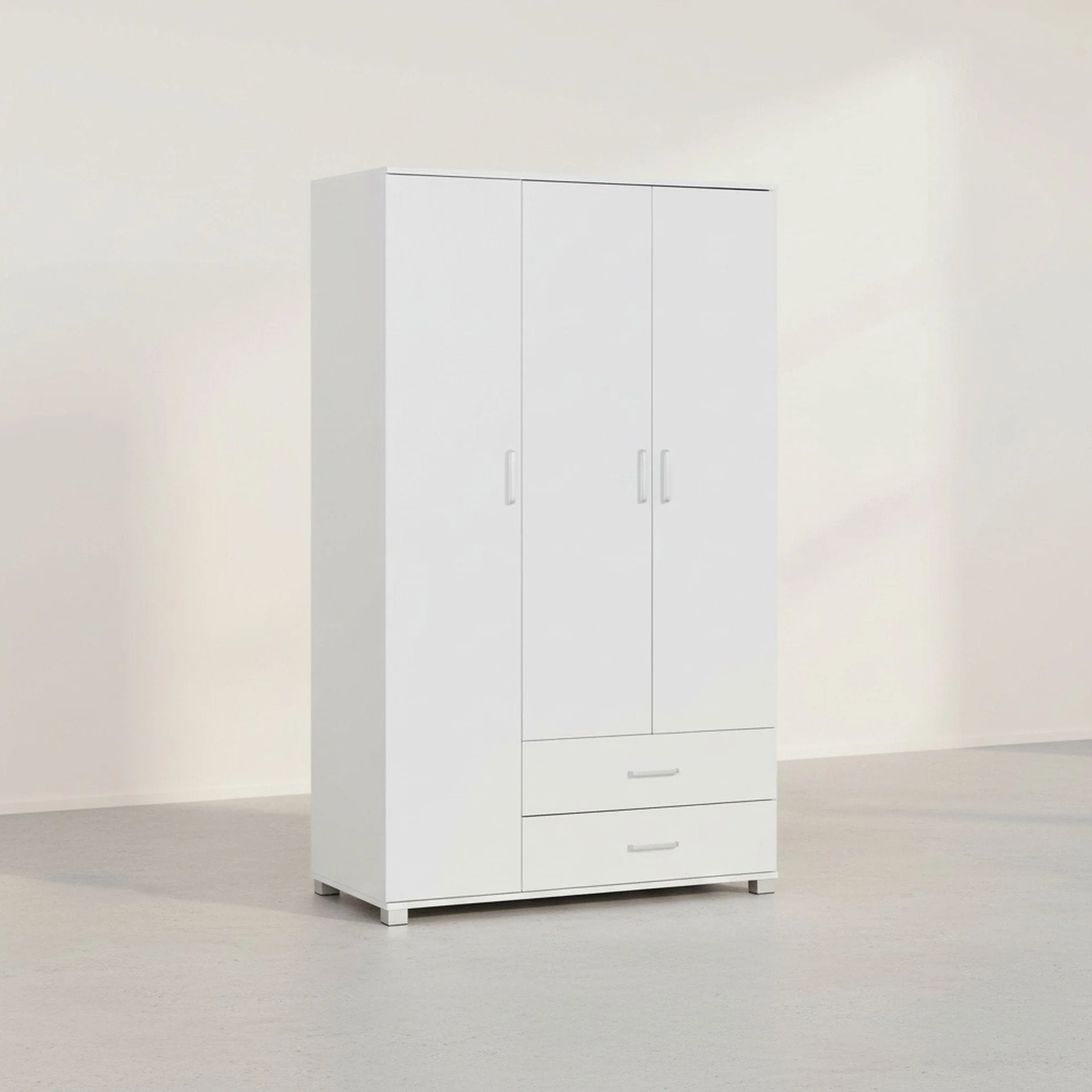 Bram 3 Door Wardrobe Cabinet with 2 Drawers - White - Image 7