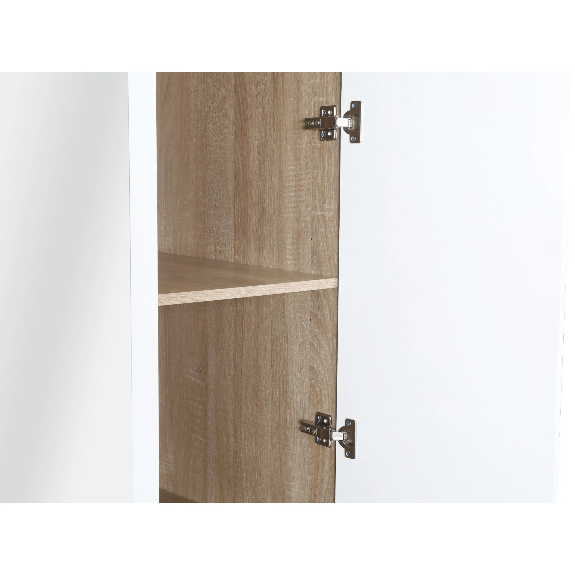 Bram 3 Door Wardrobe Cabinet with Mirror - Oak + White - Image 12