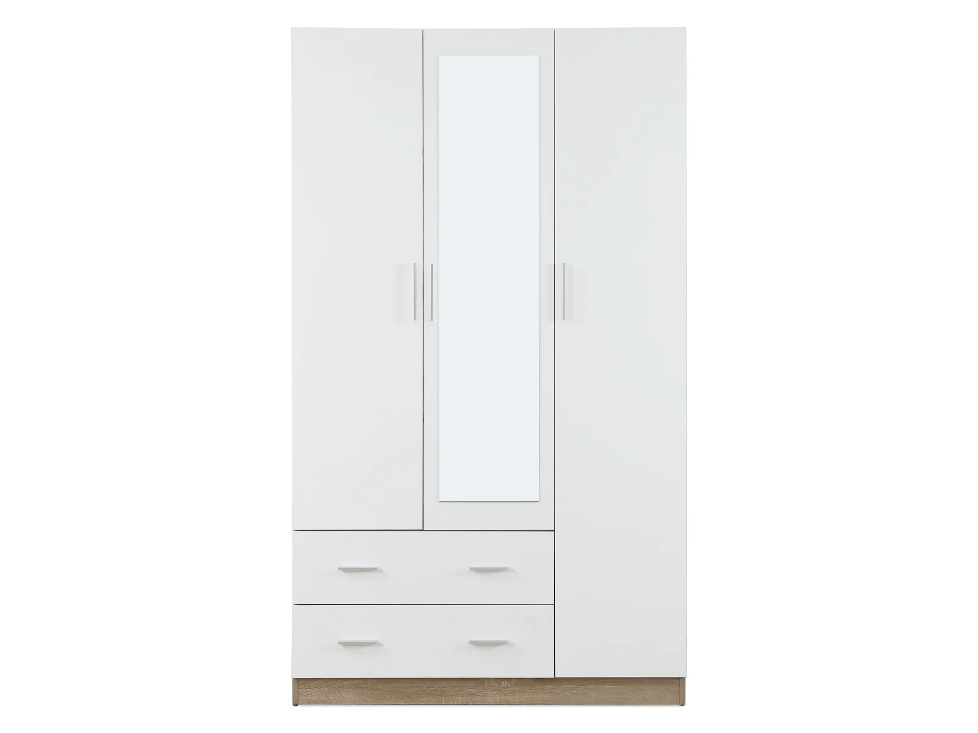 Bram 3 Door Wardrobe Cabinet with Mirror - Oak + White - Image 3