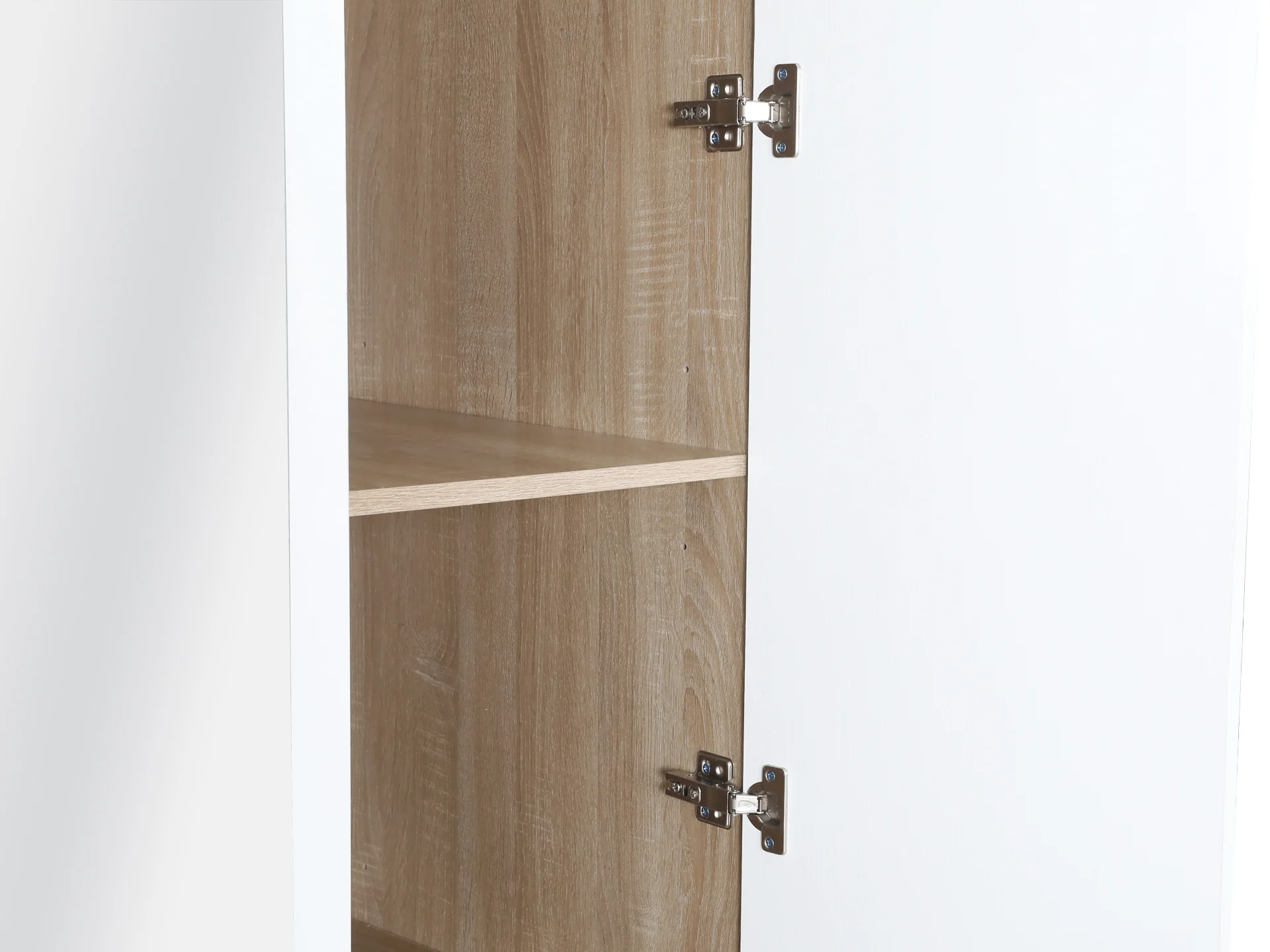 Bram 3 Door Wardrobe Cabinet with Mirror - Oak + White - Image 7