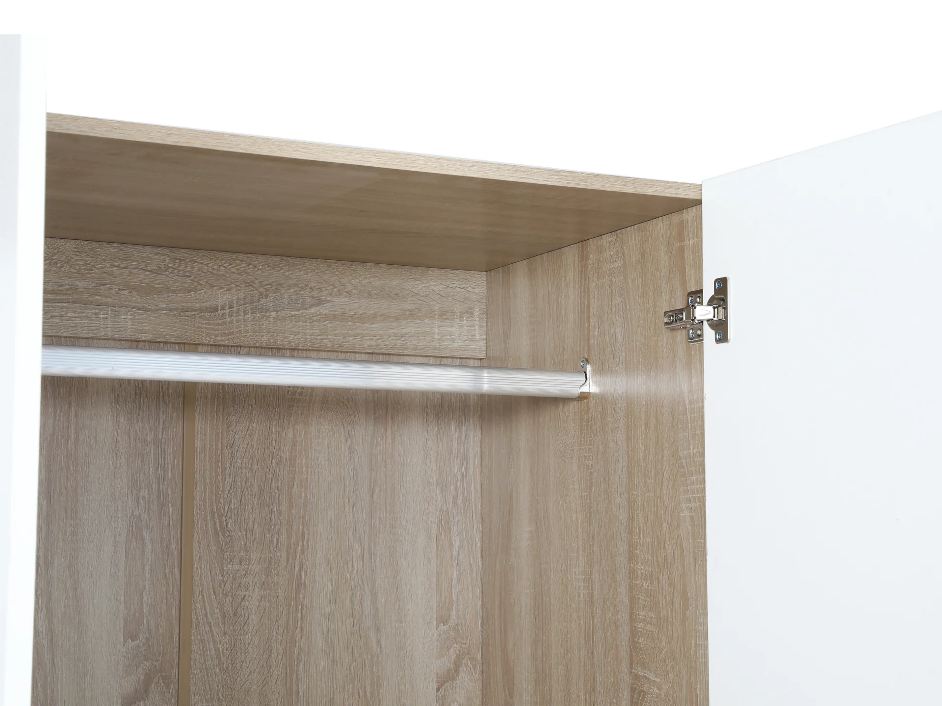 Bram 3 Door Wardrobe Cabinet with Mirror - Oak + White - Image 8