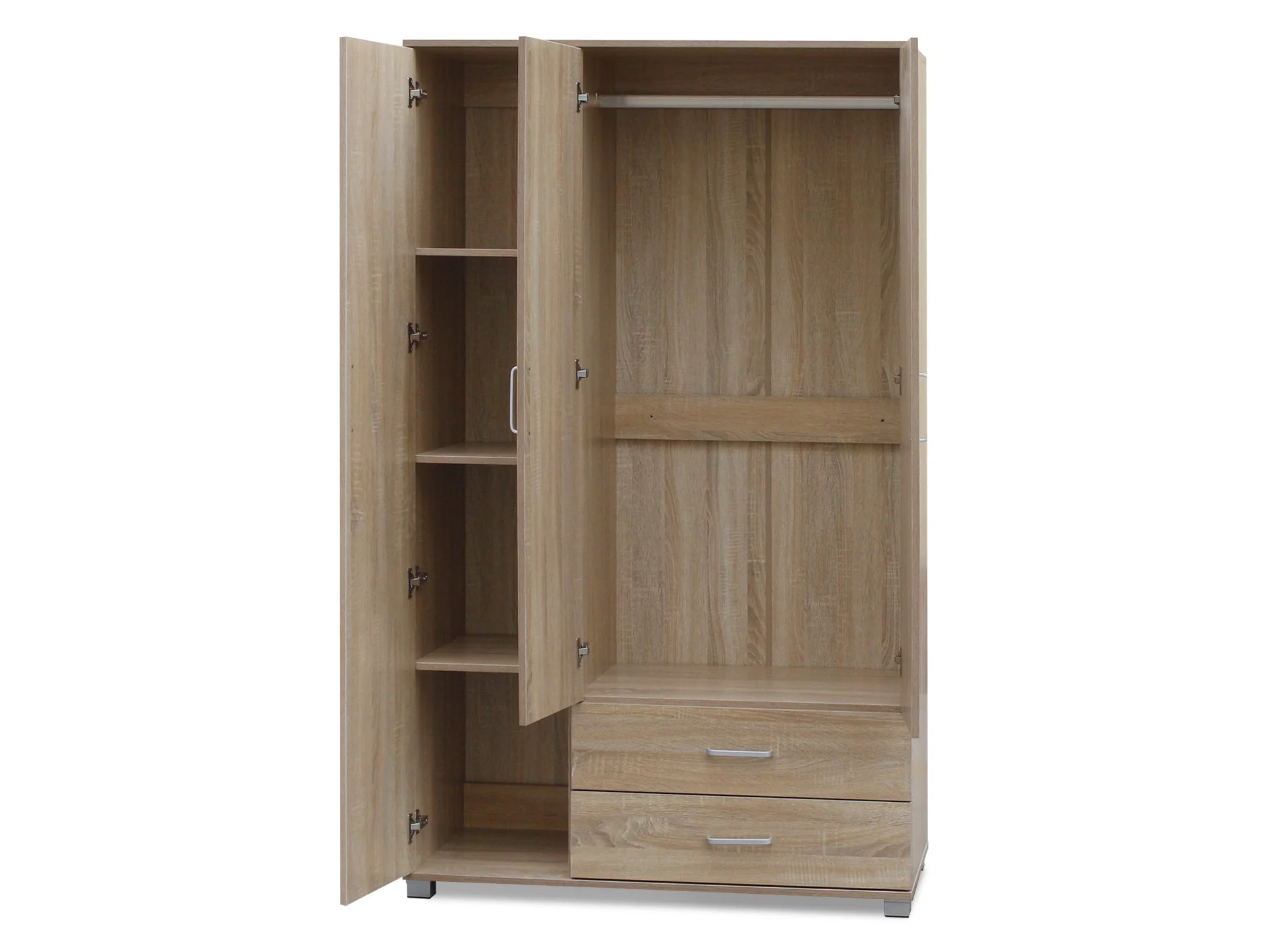 Bram 3 Door Wardrobe with 2 Drawers - Oak - Image 4