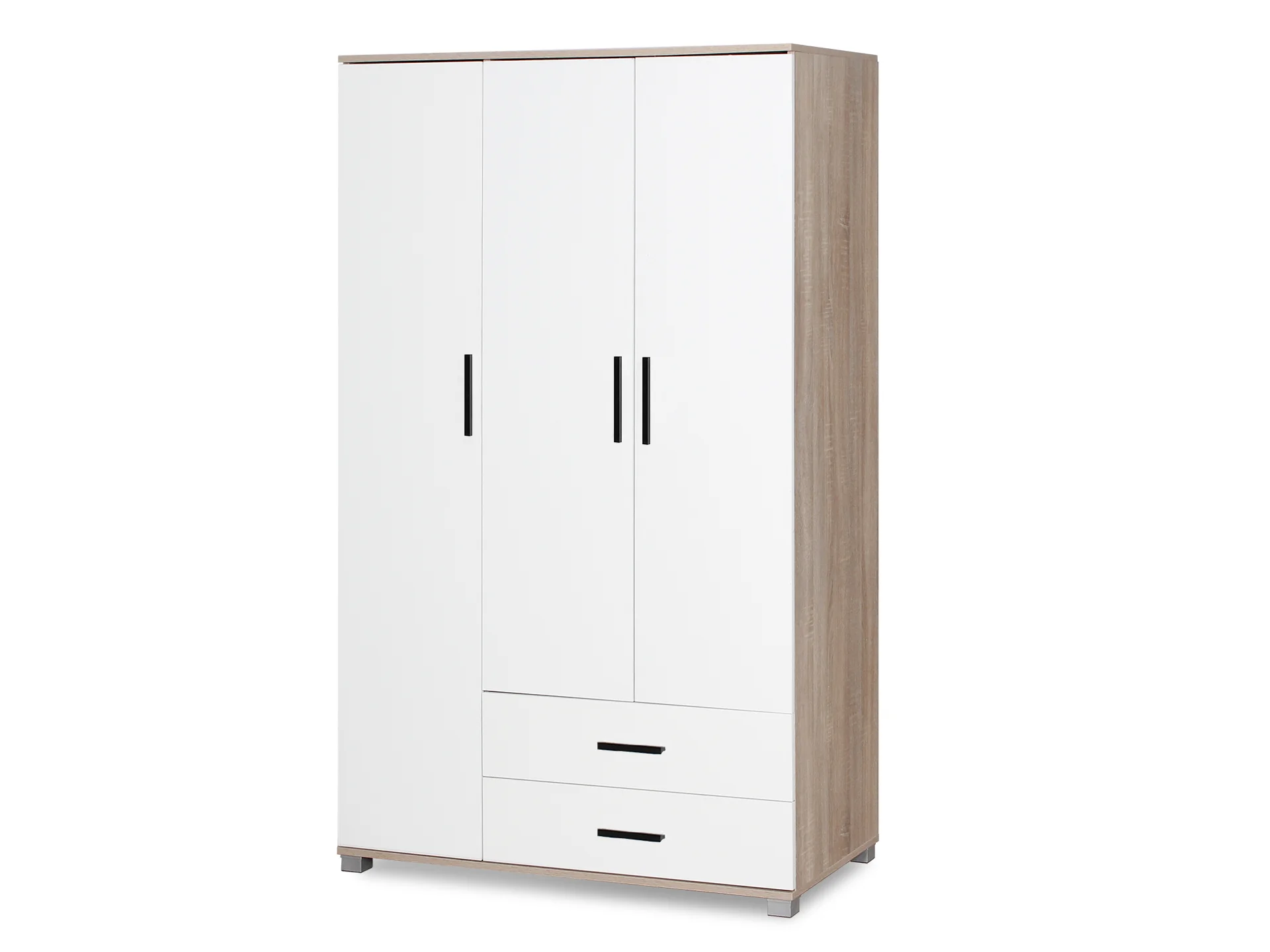 Bram 3 Door Wardrobe with 2 Drawers - Oak + White - Image 4