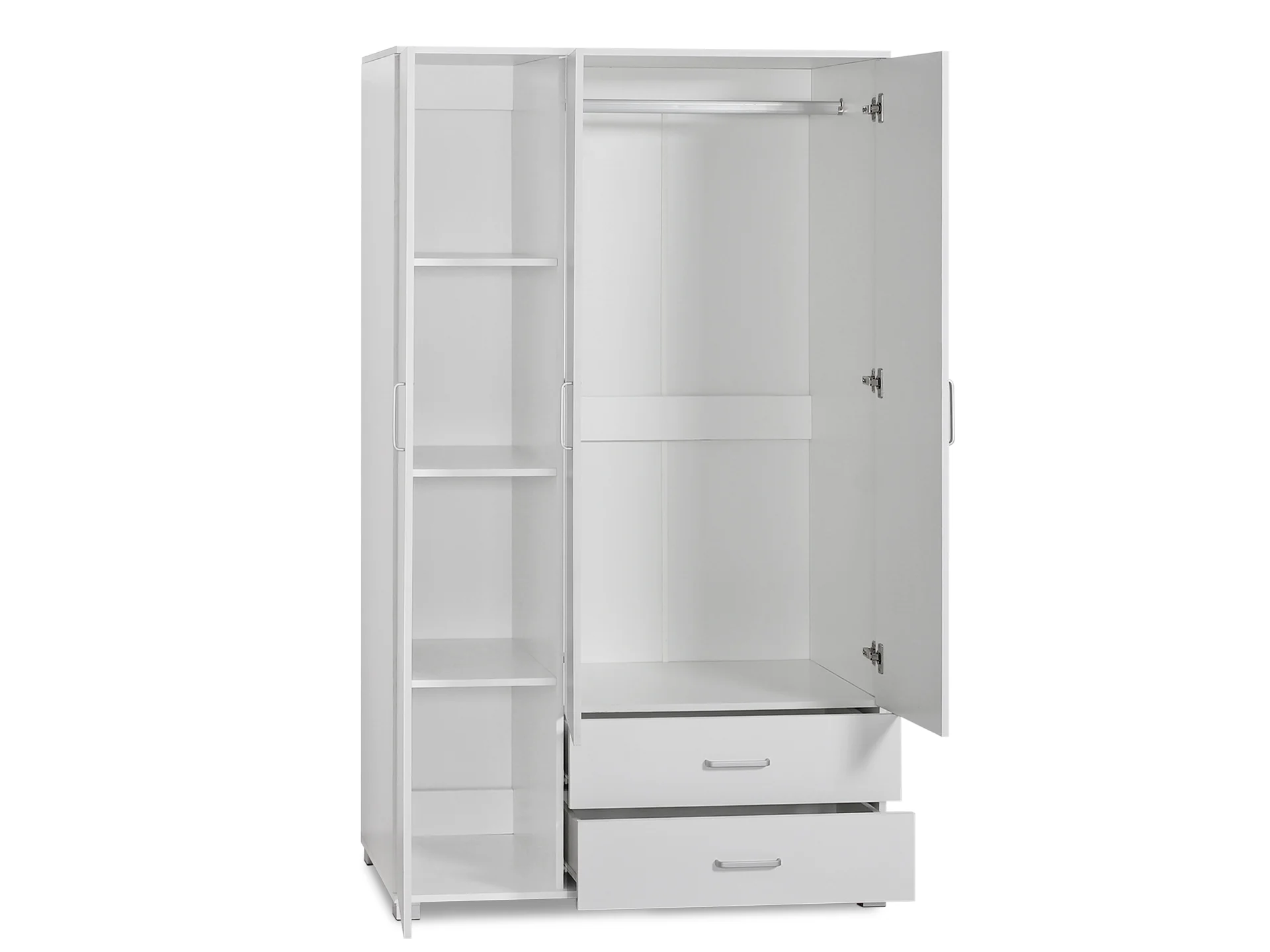 Bram 3 Door Wardrobe with 2 Drawers - White - Image 4