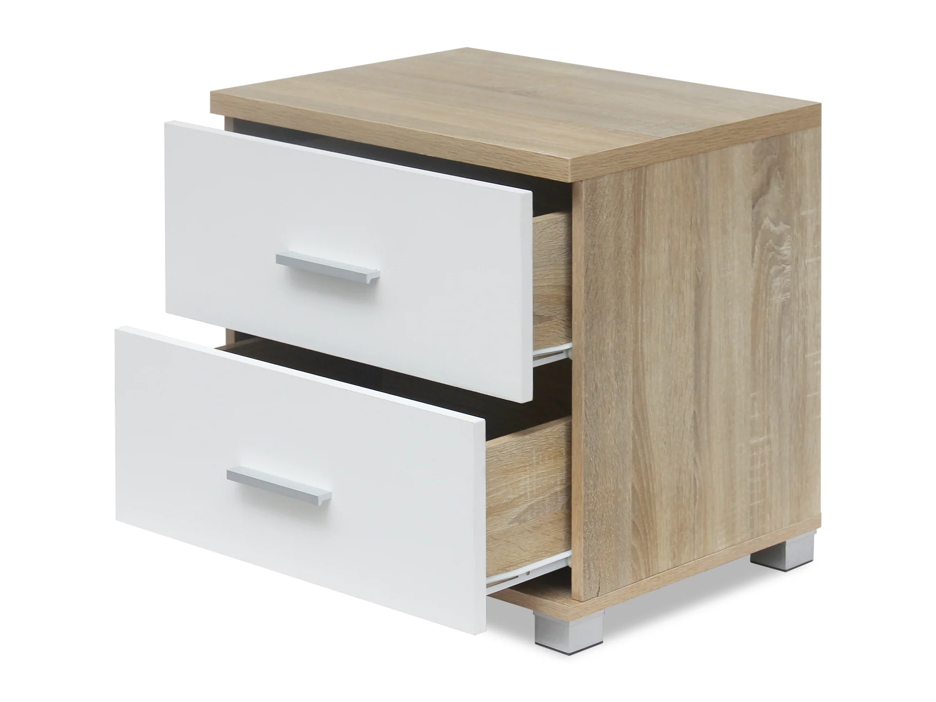 Bram Bedside Table - Oak + White - Image 6