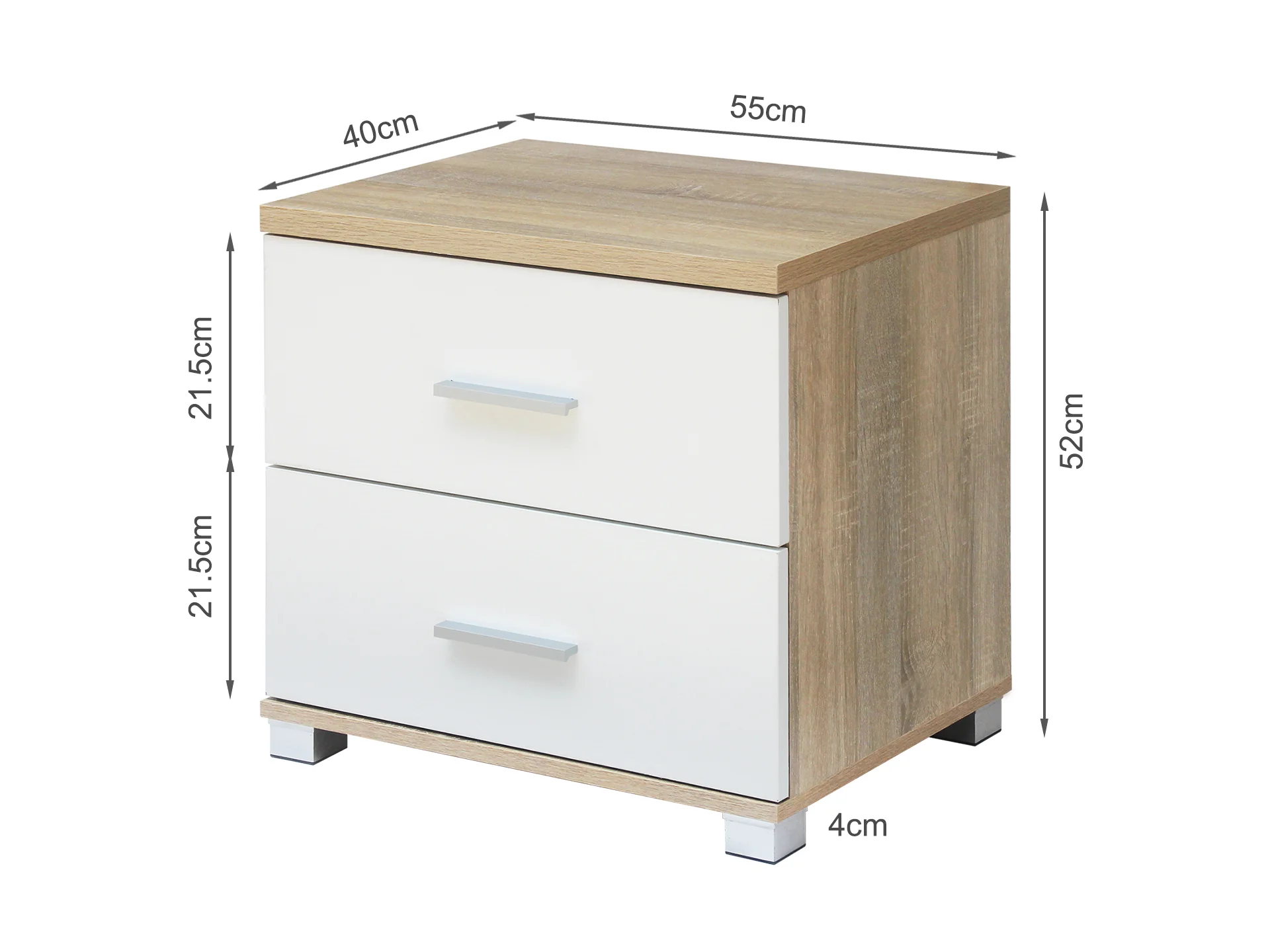 Bram Bedside Table - Oak + White - Image 8