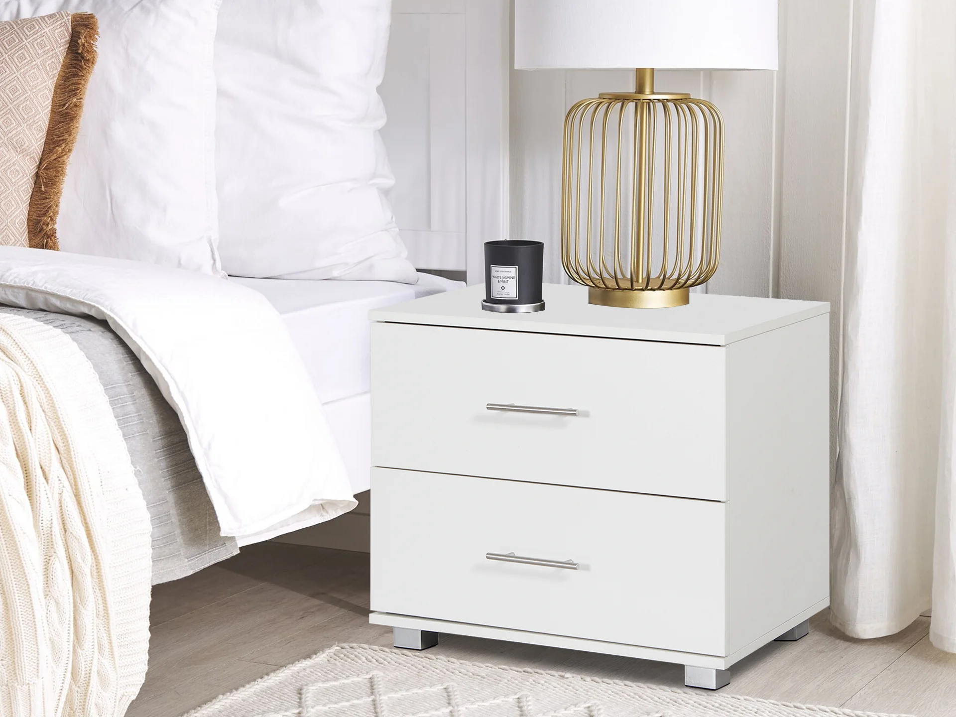 Bram Bedside Table - White - Image 2