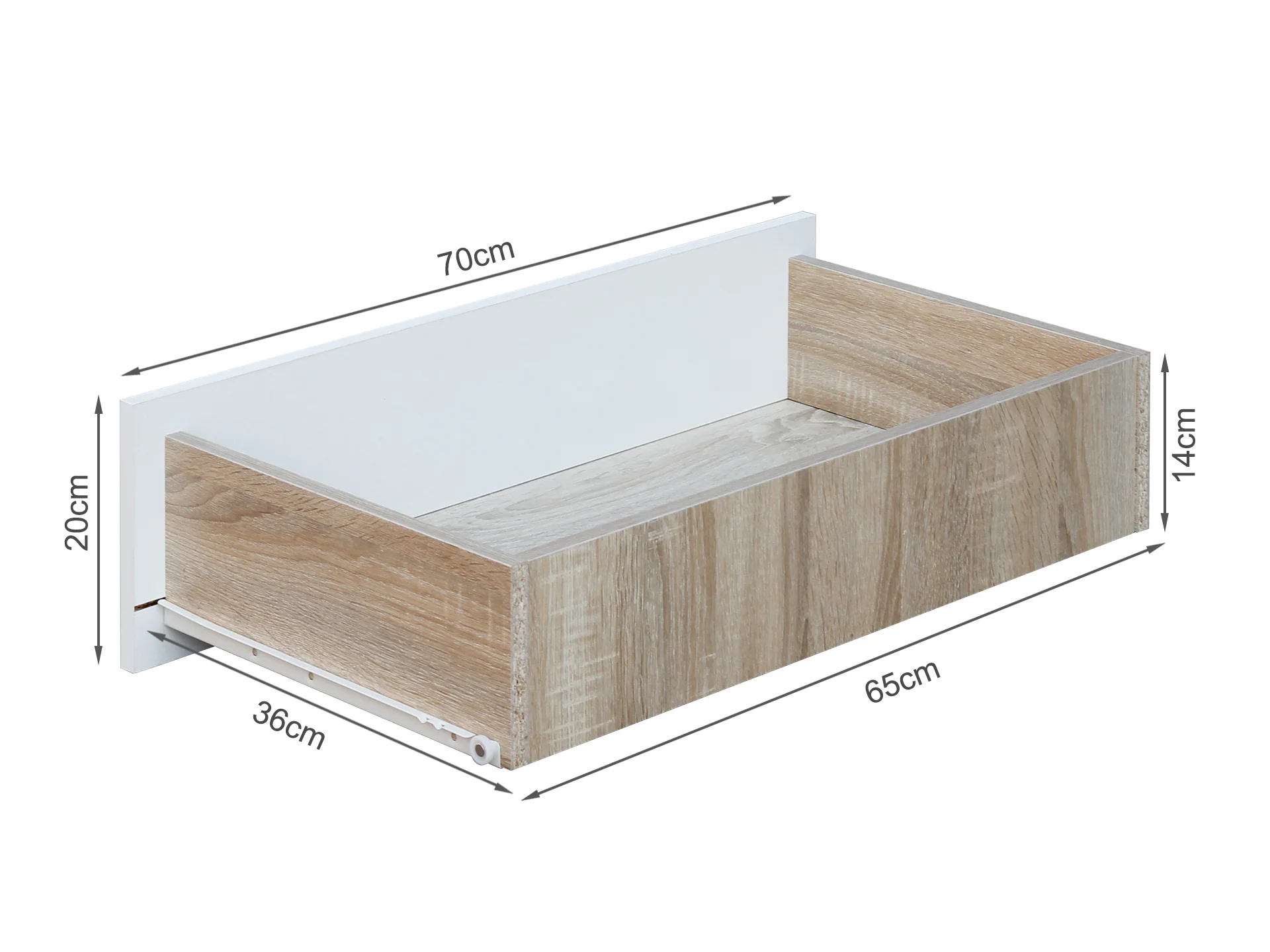 Bram Low Boy 6 Drawer Chest Dresser - Oak + White - Image 12