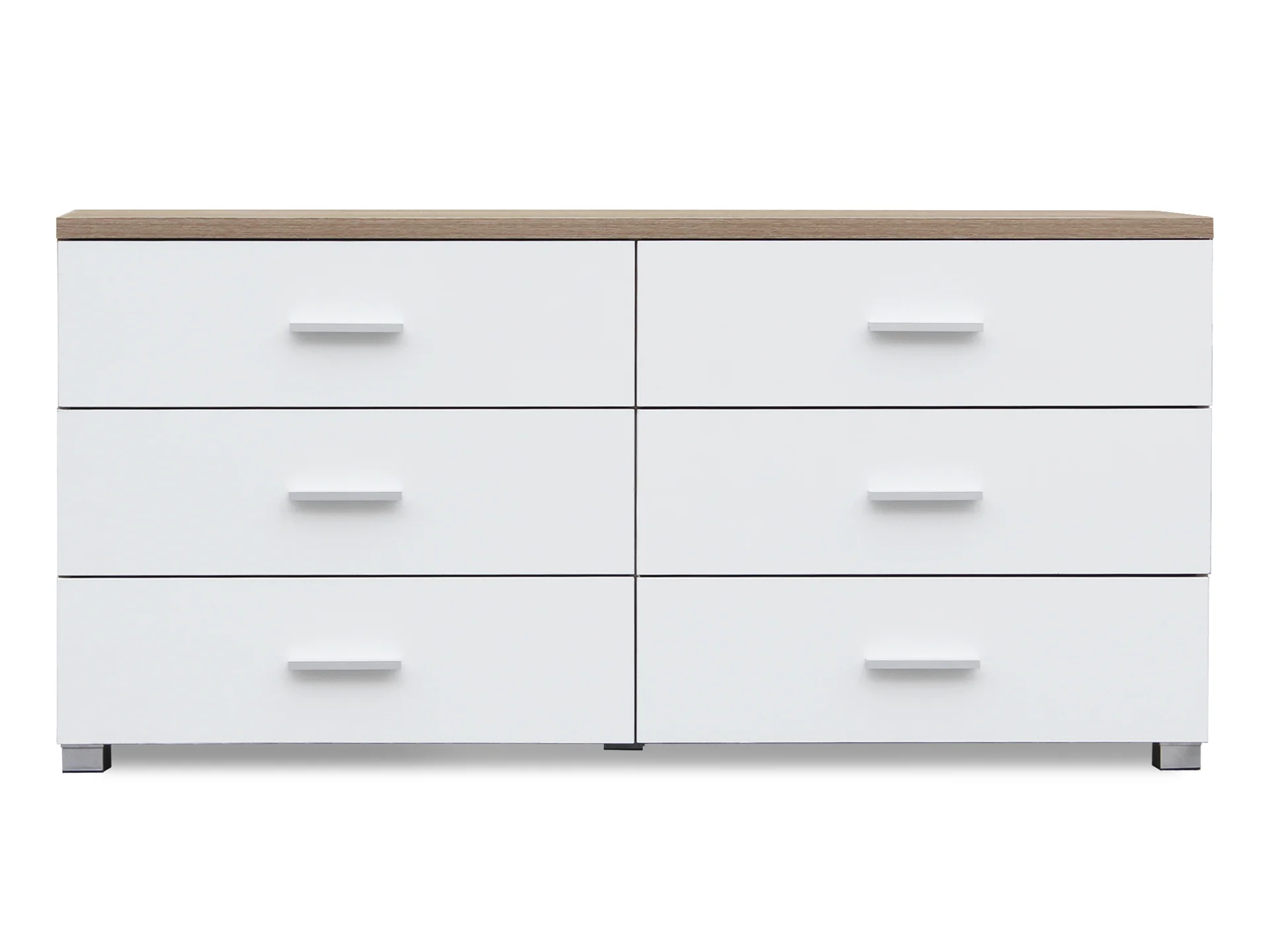 Bram Low Boy 6 Drawer Chest Dresser - Oak + White - Image 6