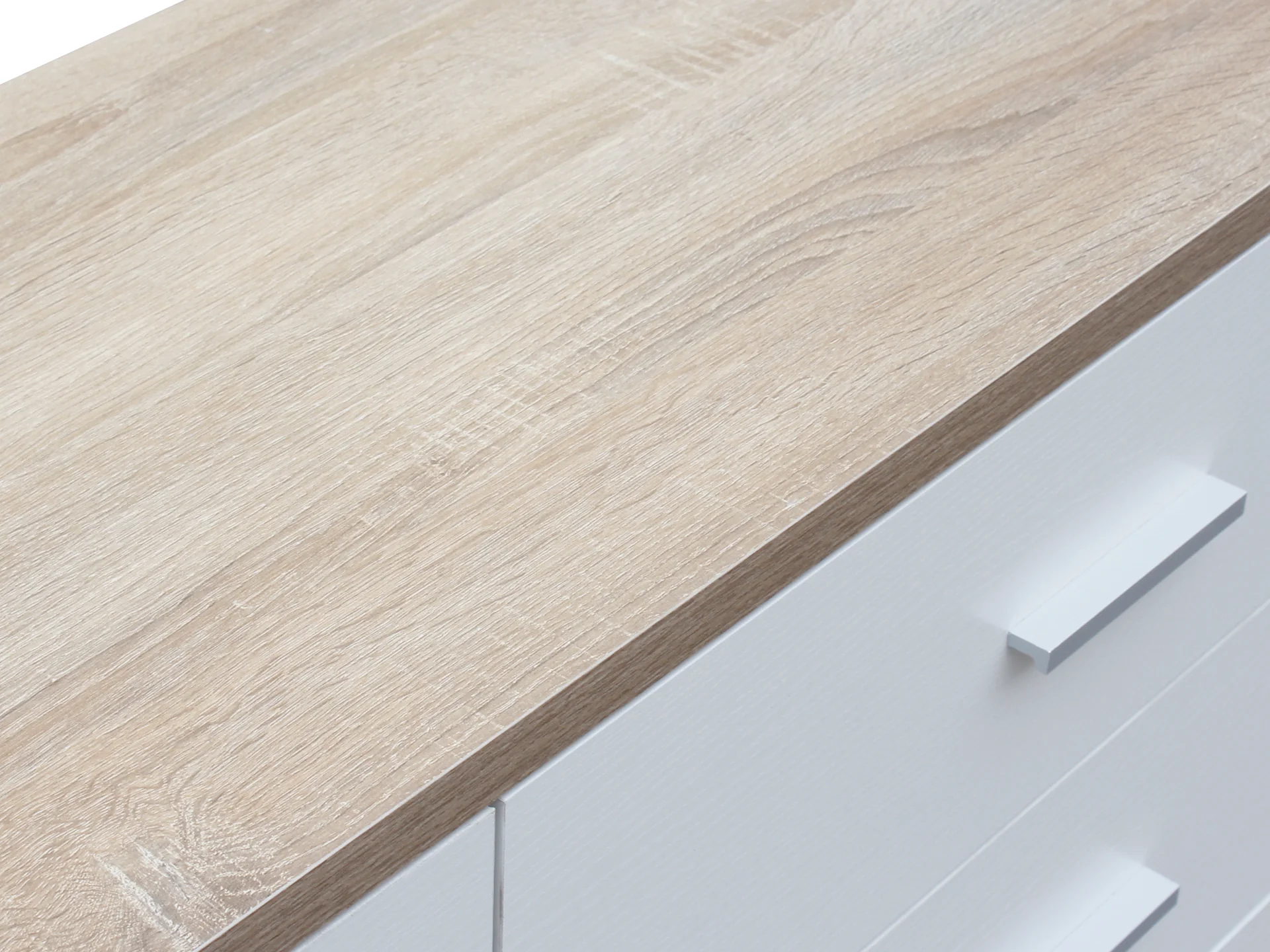 Bram Low Boy 6 Drawer Chest Dresser - Oak + White - Image 8
