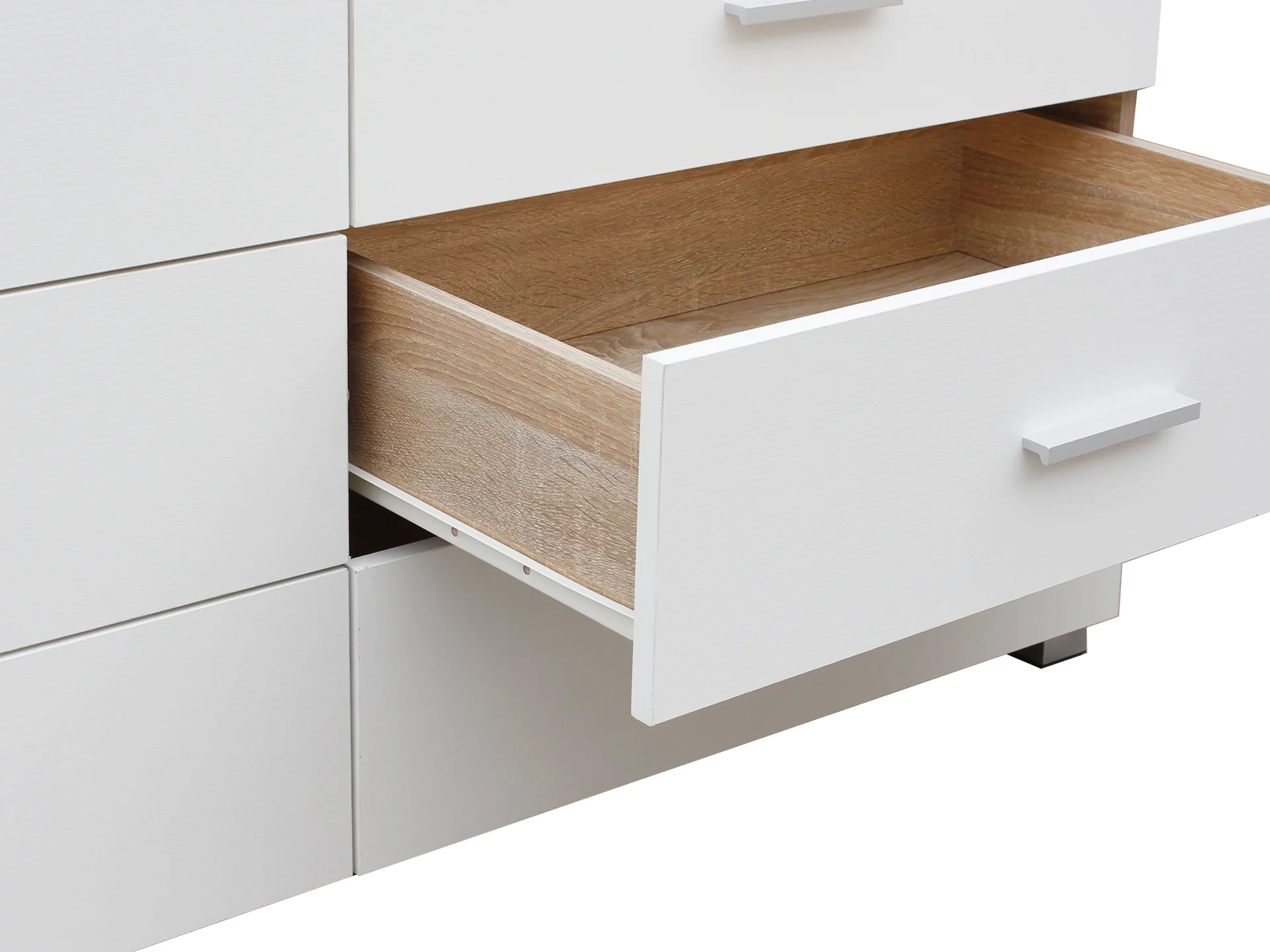 Bram Low Boy 6 Drawer Chest Dresser - Oak + White - Image 9