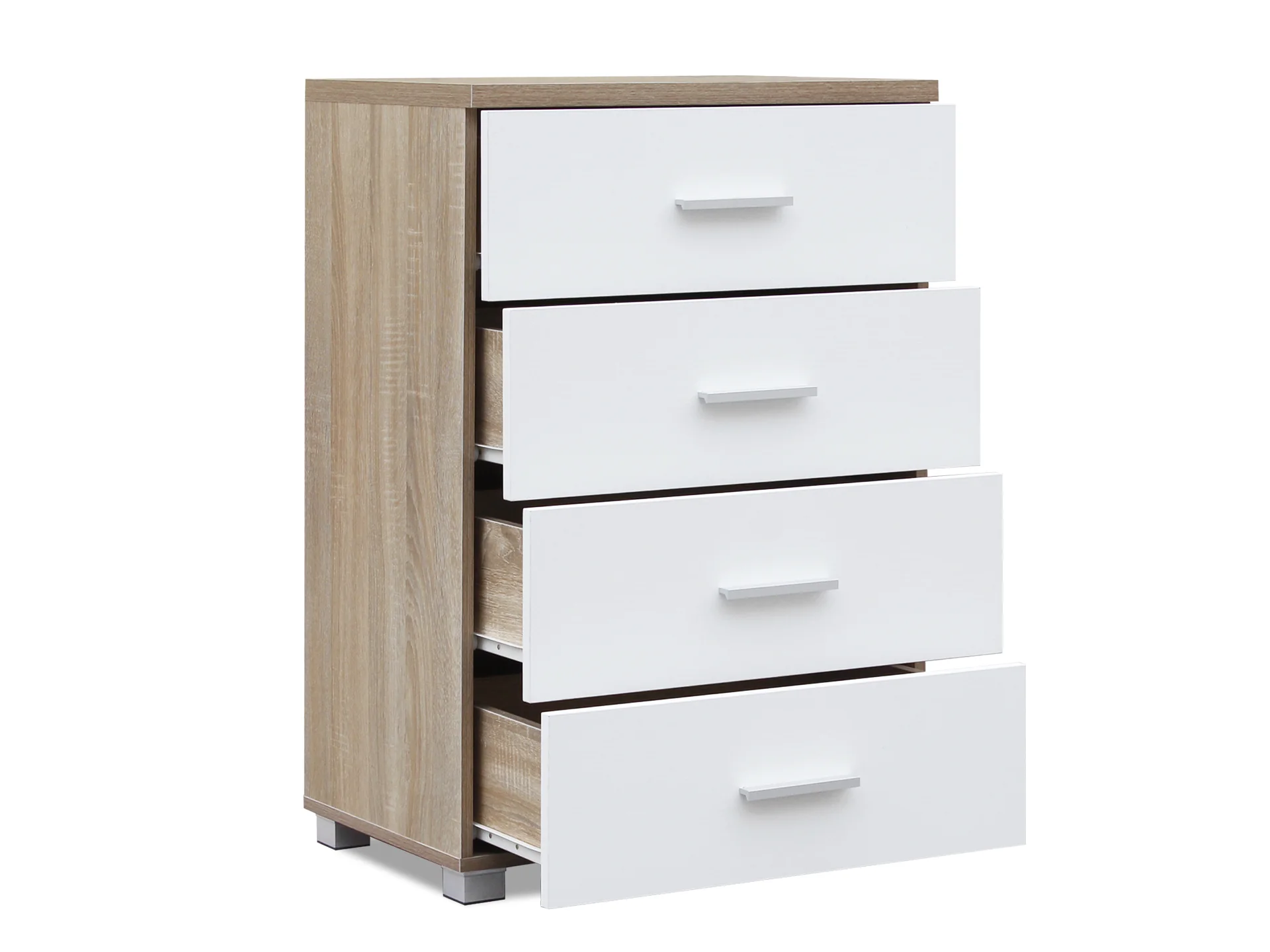 Bram Tallboy 4 Drawer Chest Dresser - Oak + White - Image 6