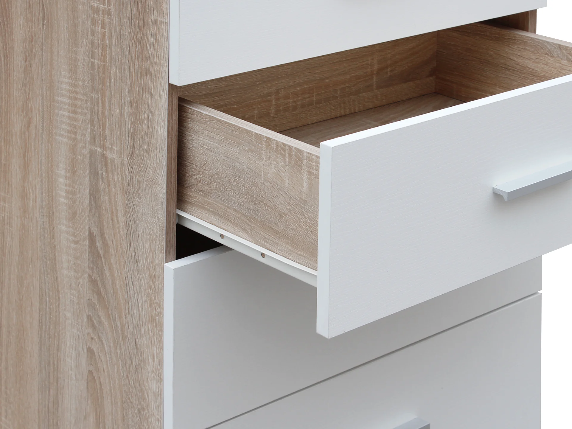 Bram Tallboy 4 Drawer Chest Dresser - Oak + White - Image 7