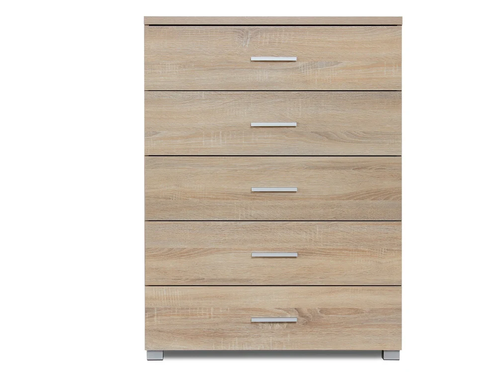 BRAM Tallboy 5 Drawer Chest Dresser - Oak - Image 6