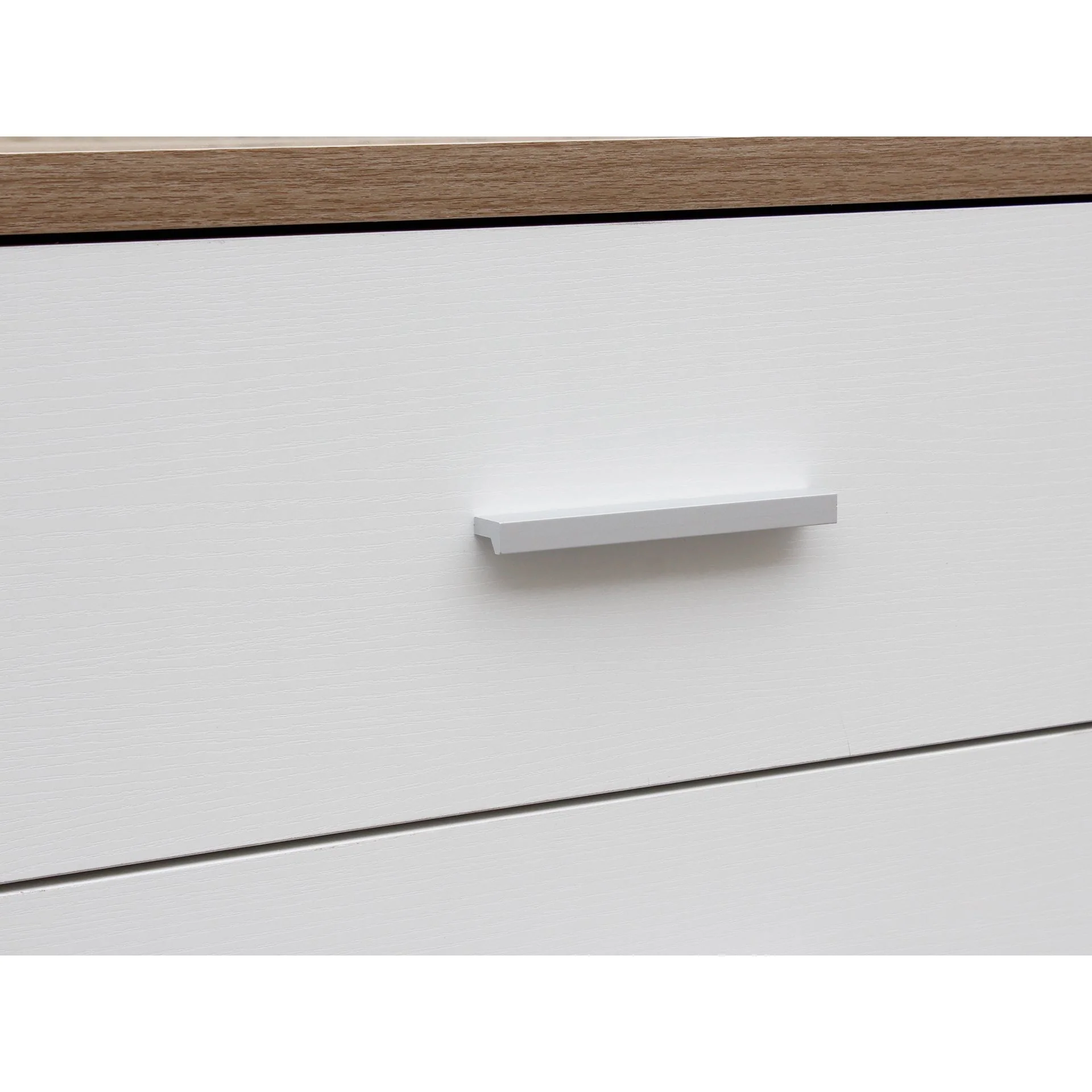 Bram Tallboy 5 Drawer Chest Dresser - Oak + White - Image 11