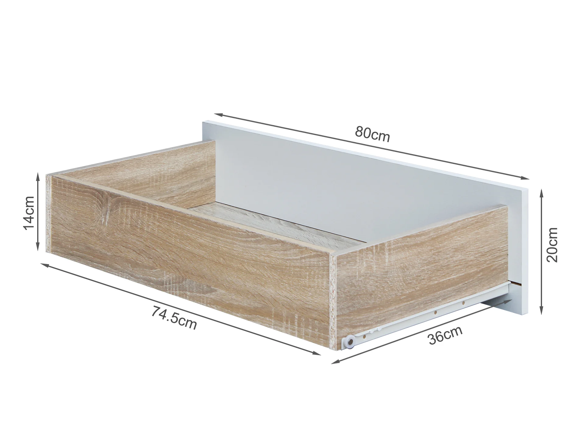 Bram Tallboy 5 Drawer Chest Dresser - Oak + White - Image 10