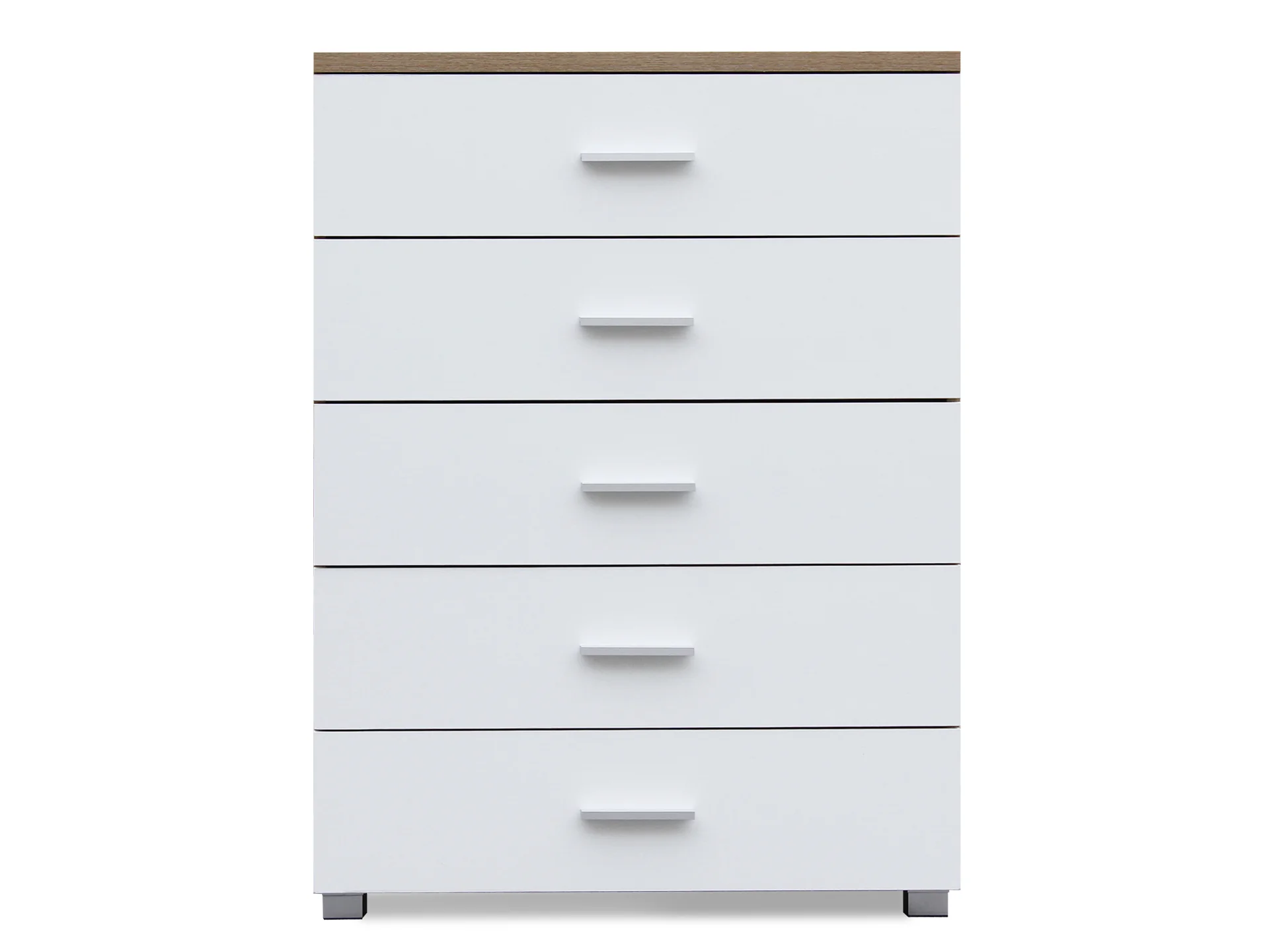 Bram Tallboy 5 Drawer Chest Dresser - Oak + White - Image 4