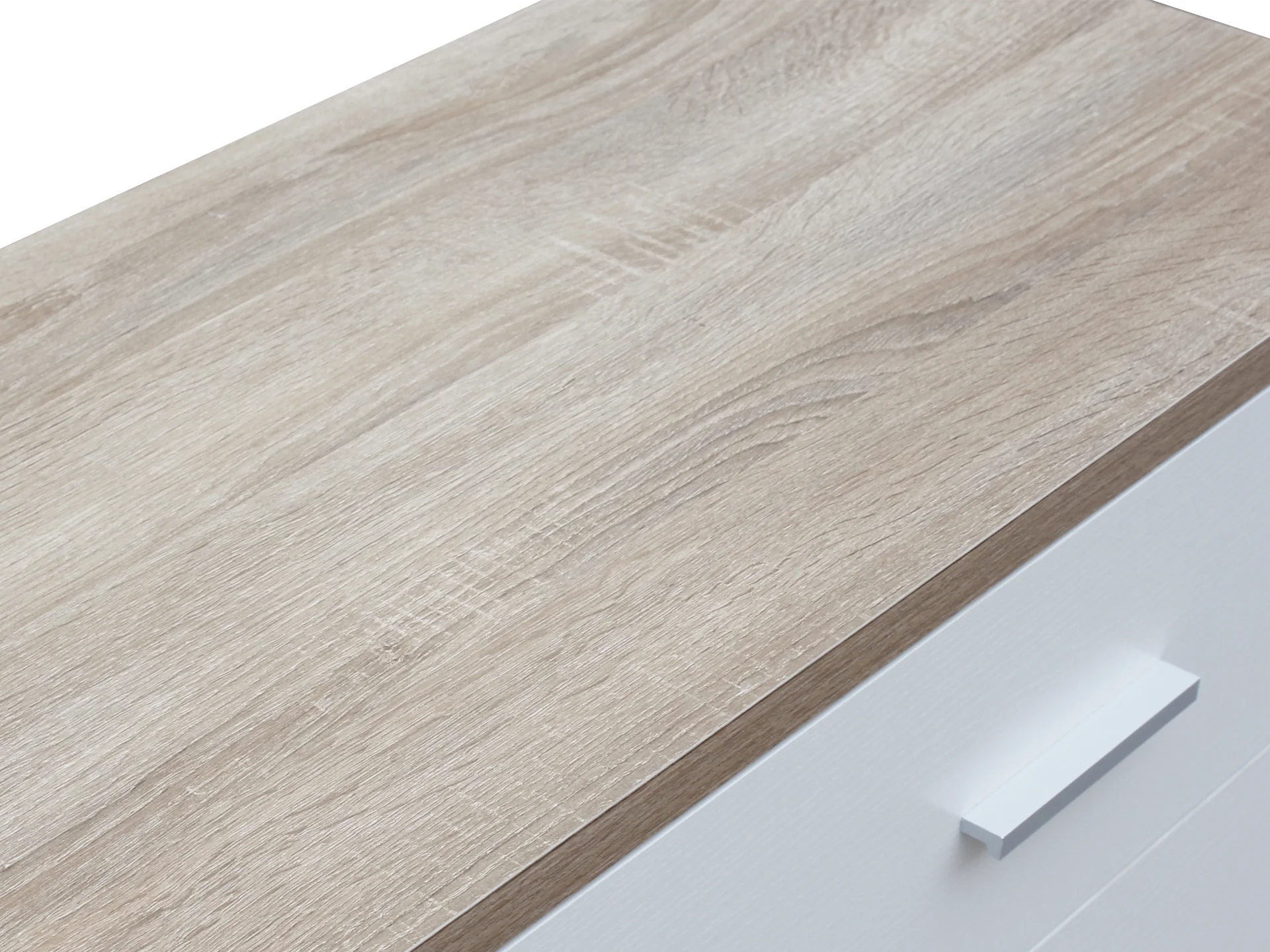 Bram Tallboy 5 Drawer Chest Dresser - Oak + White - Image 6