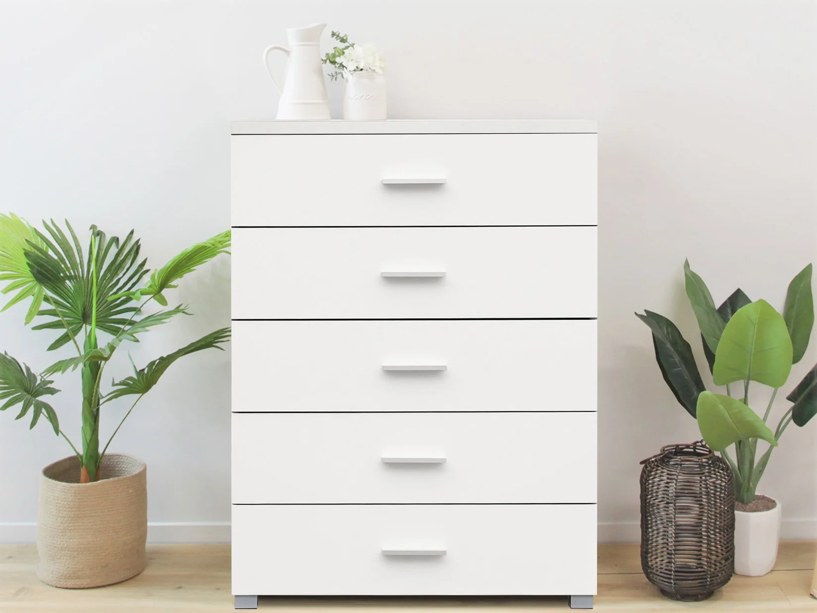 Bram Tallboy 5 Drawer Chest Dresser - White - Image 2