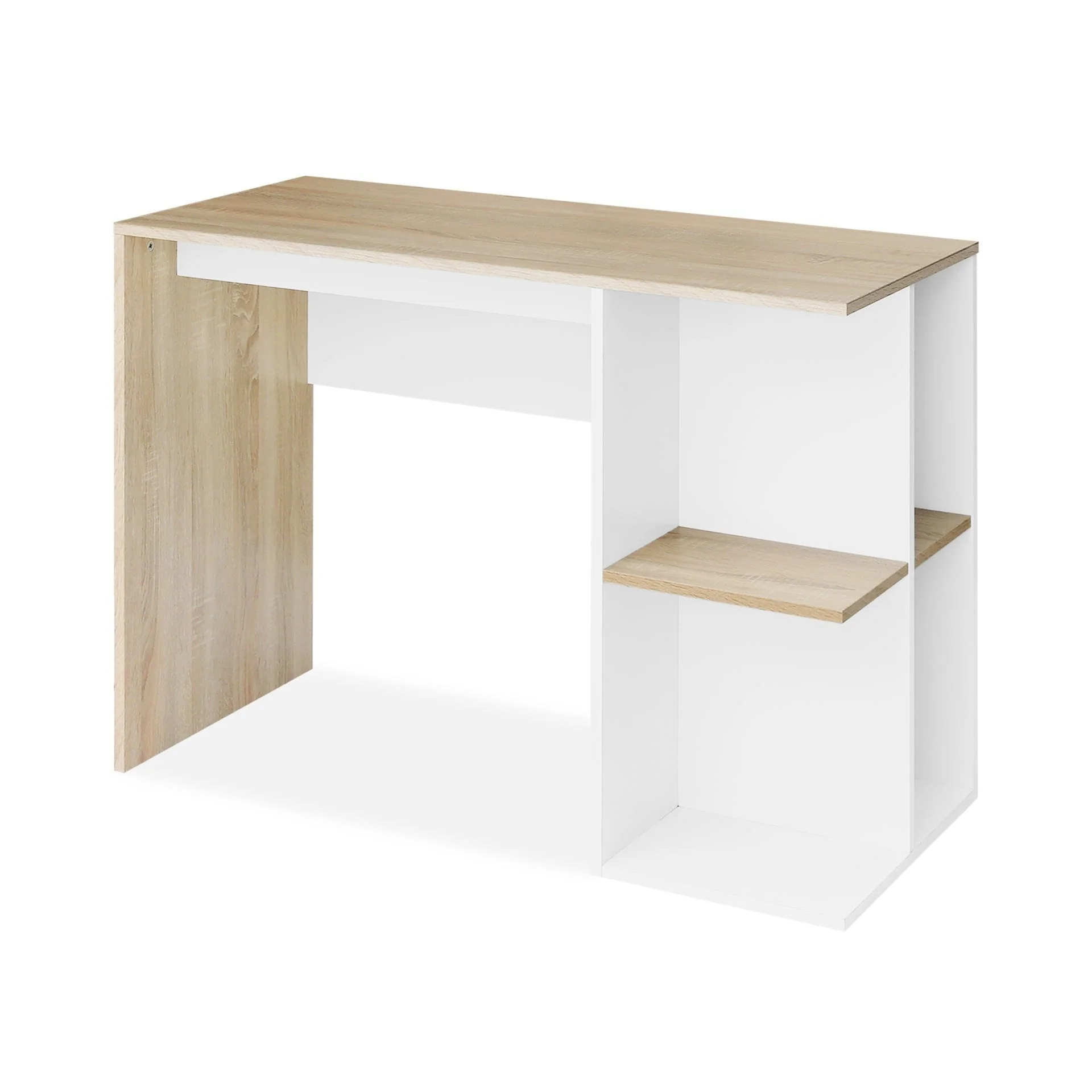 Brian 100cm Computer Desk - Oak + White - Image 10