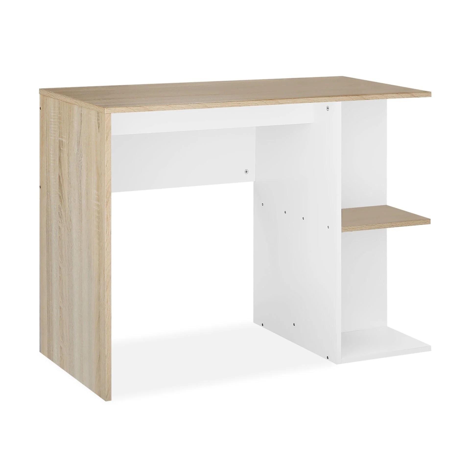 Brian 100cm Computer Desk - Oak + White - Image 8