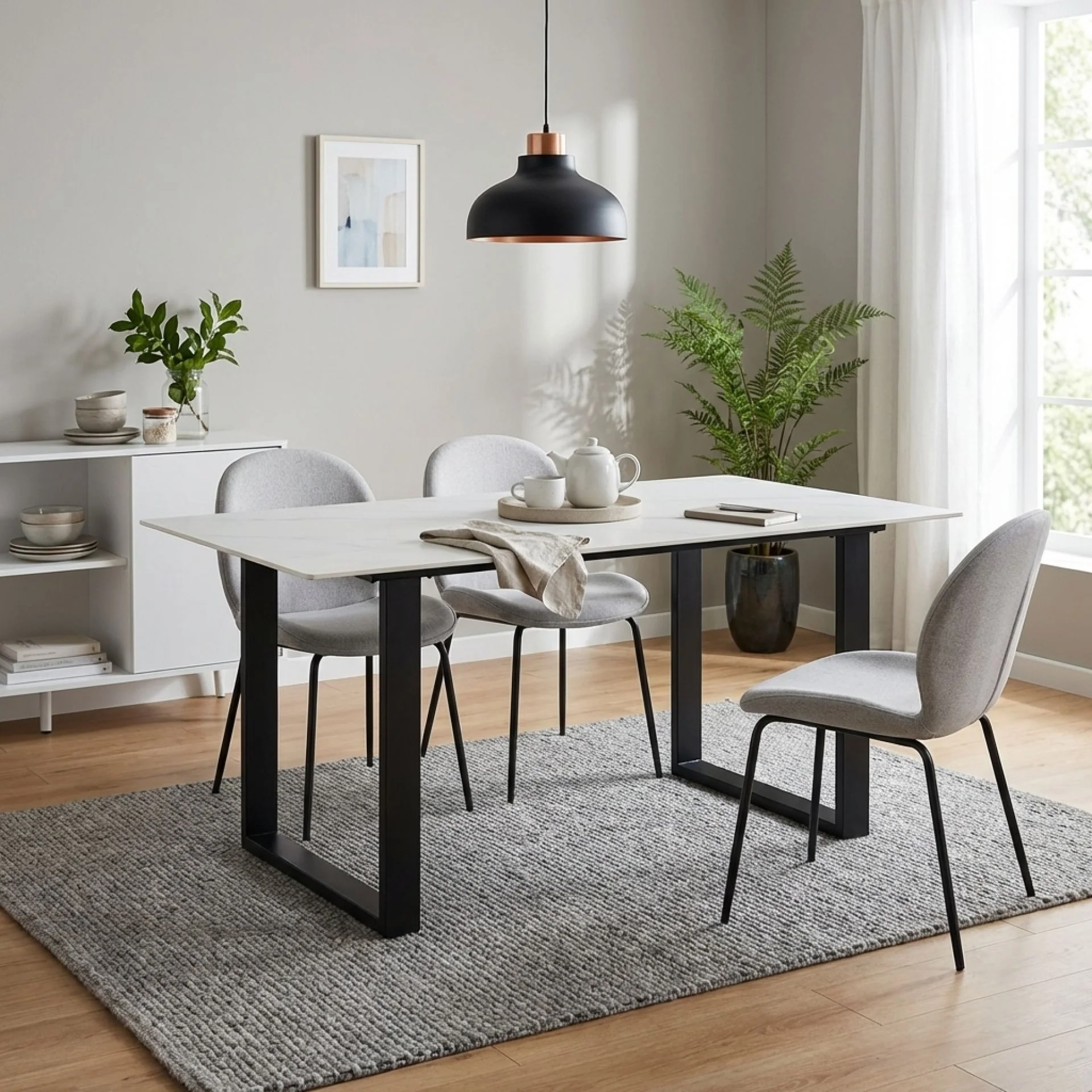 Bridger Matt Ceramic Dining Table 160 x 90cm - White - Image 3