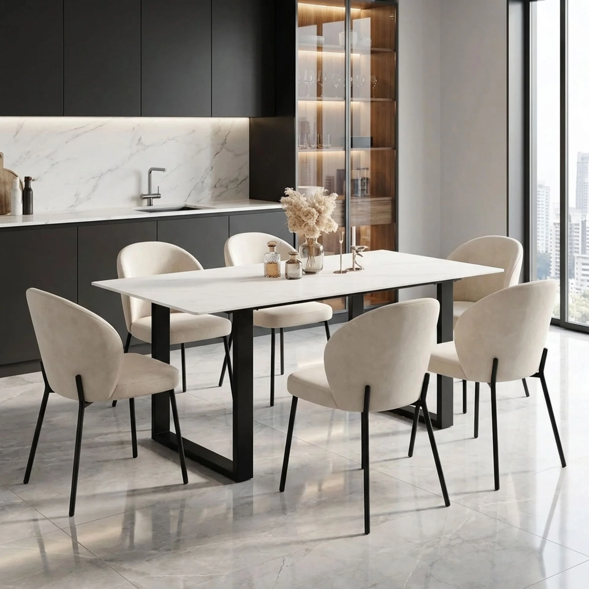 Bridger Matt Ceramic Dining Table 160 x 90cm - White - Image 4