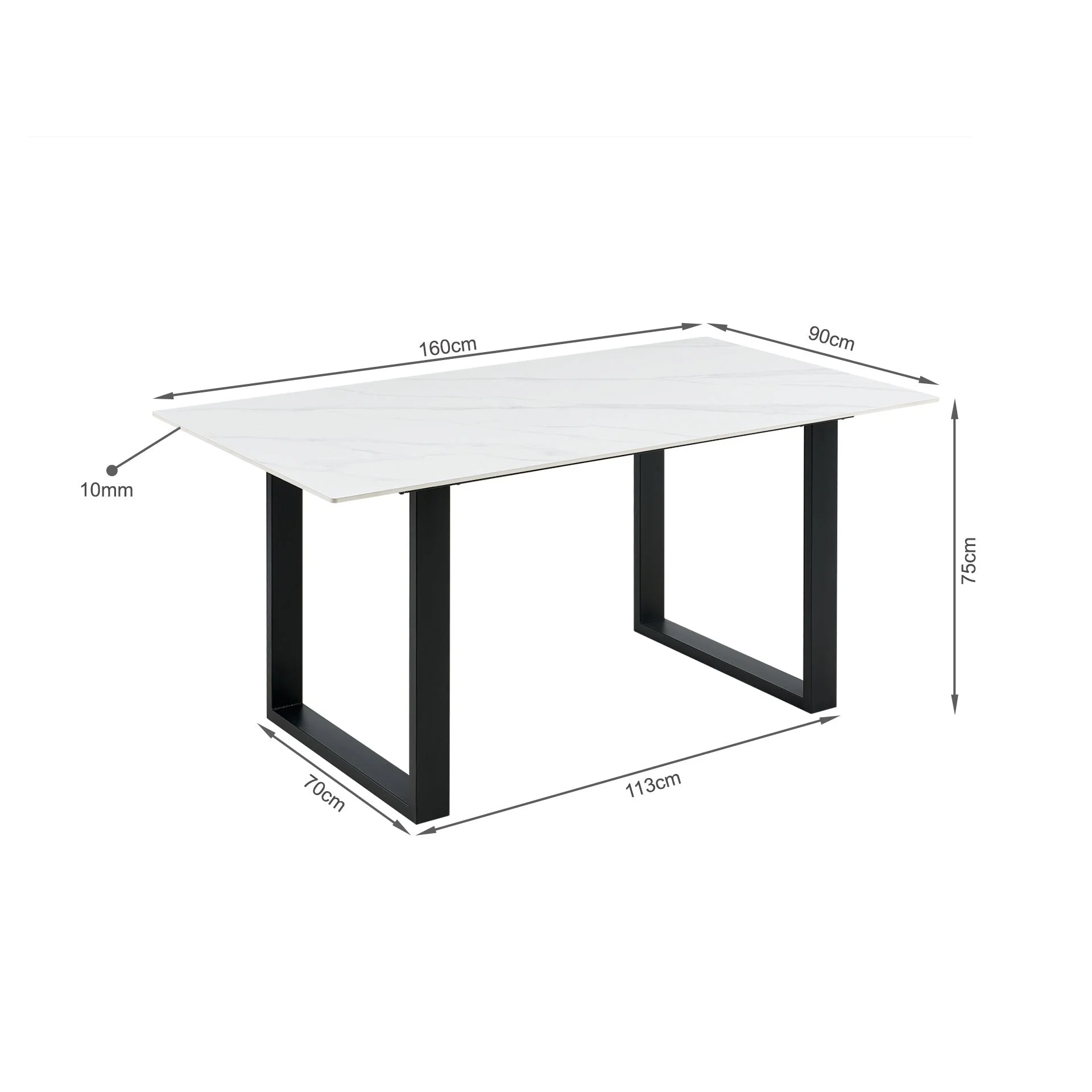 Bridger Matt Ceramic Dining Table 160 x 90cm - White - Image 9