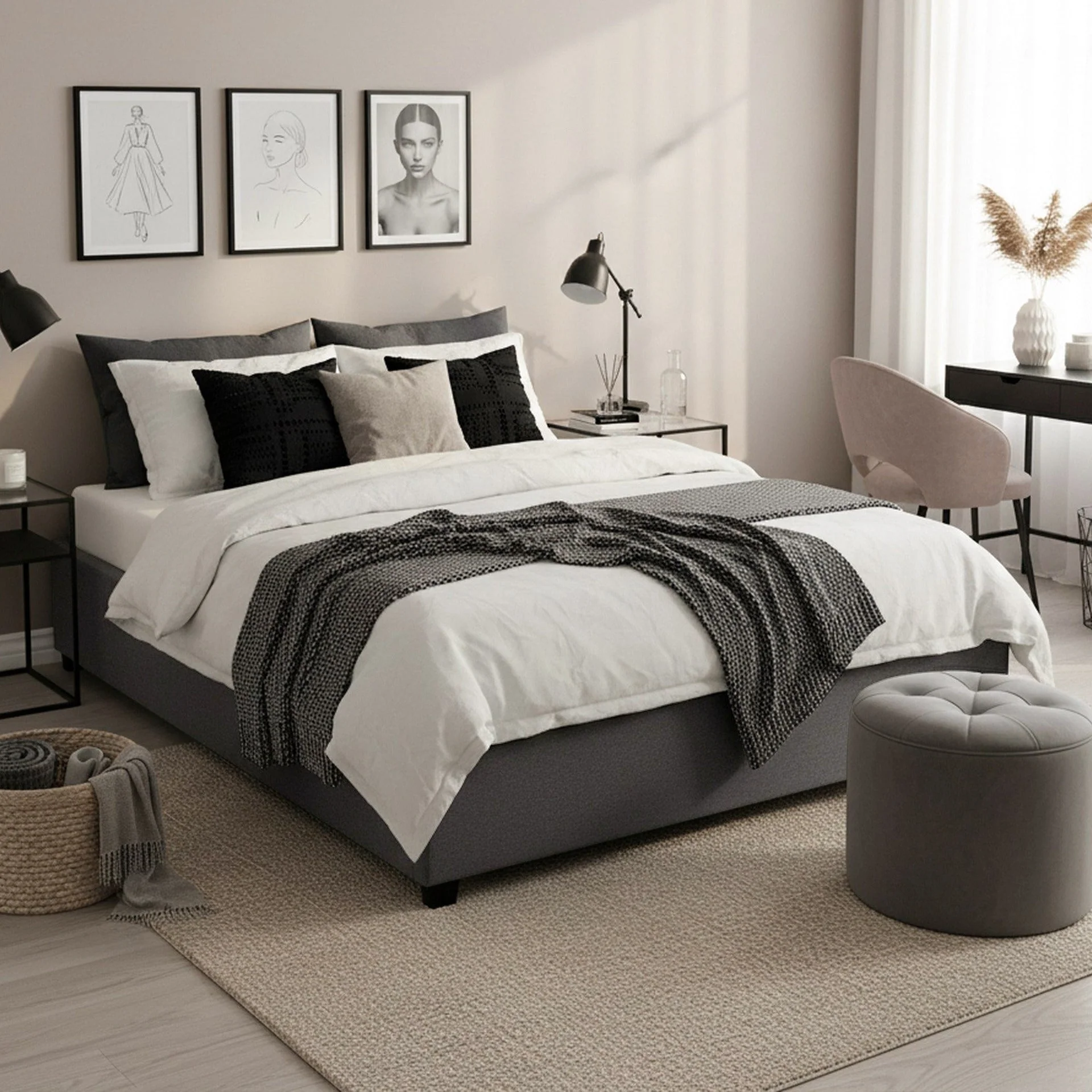 Bromo Fabric Slat Bed Frame - Double - Image 3