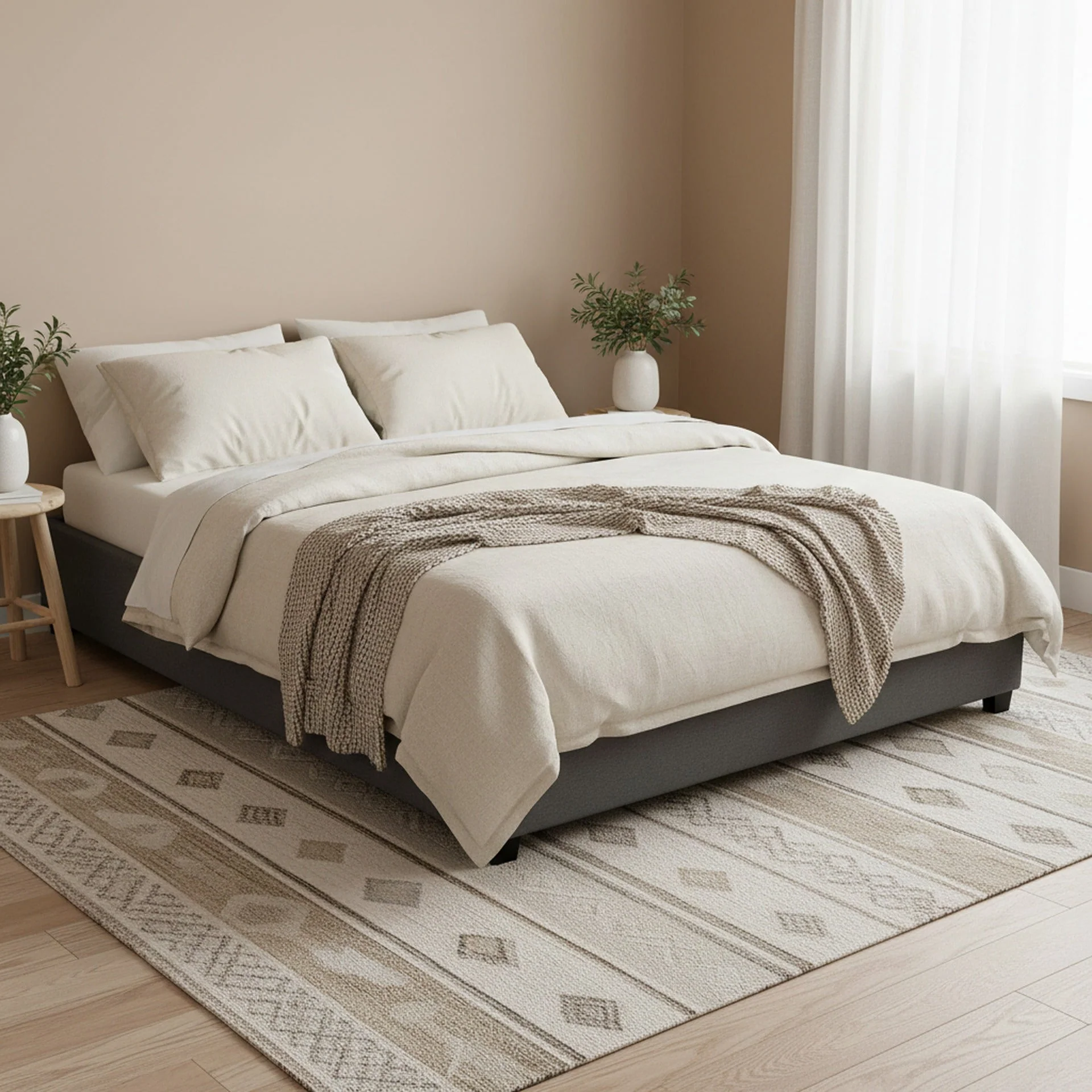 Bromo Fabric Slat Bed Frame - King