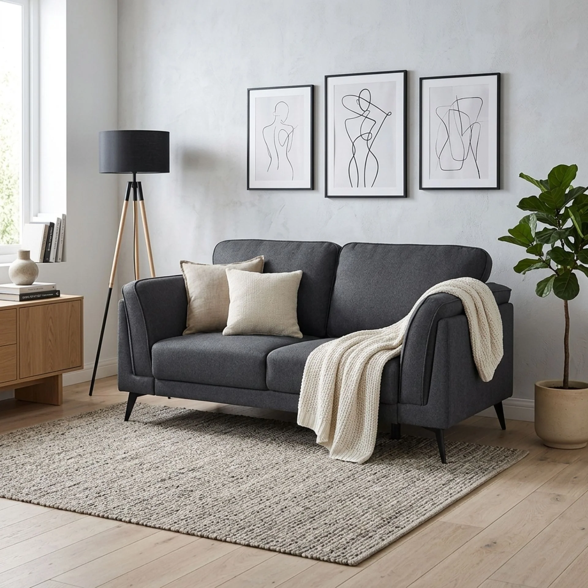 Brulo Linen 2 Seater Sofa - Dark Grey