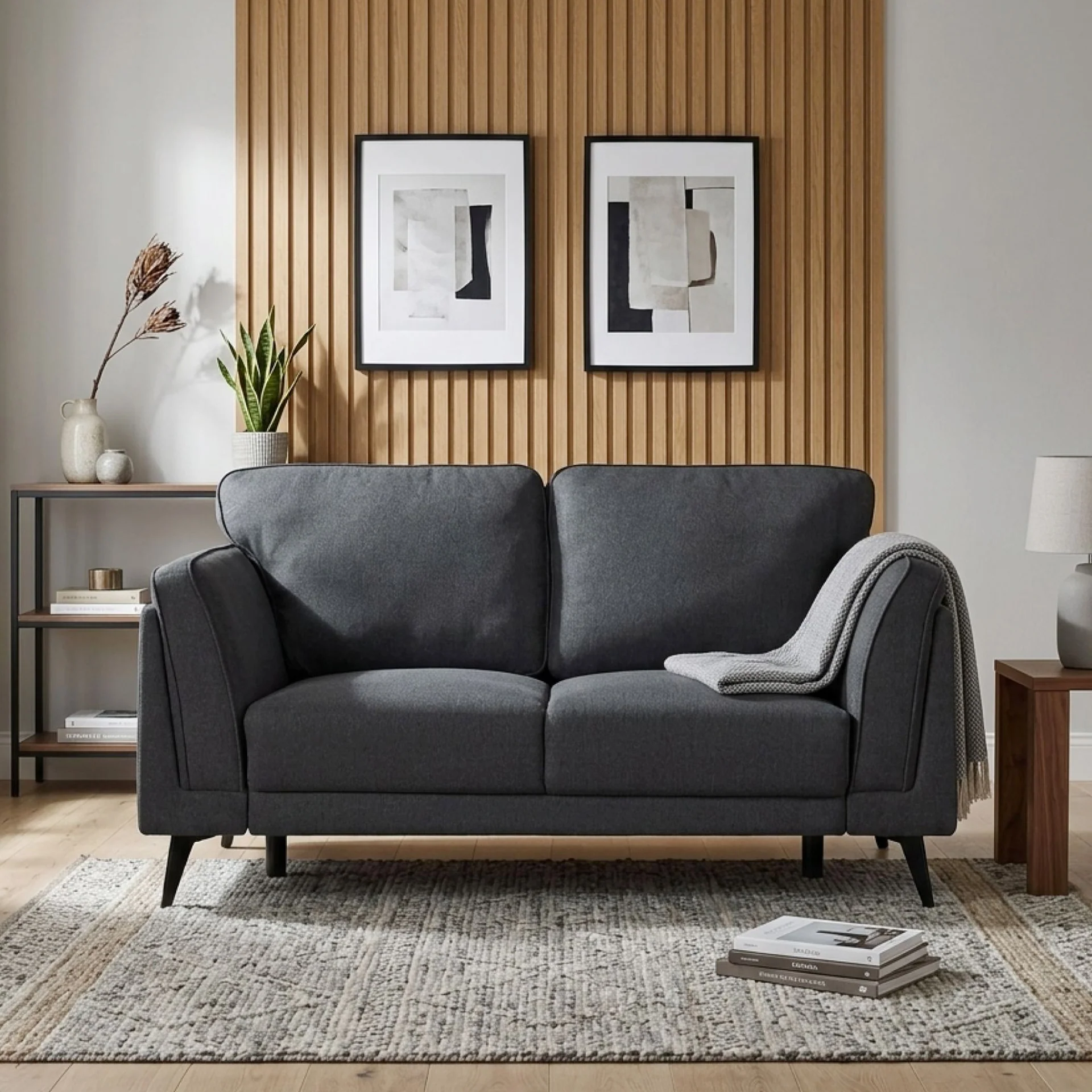Brulo Linen 2 Seater Sofa - Dark Grey - Image 5