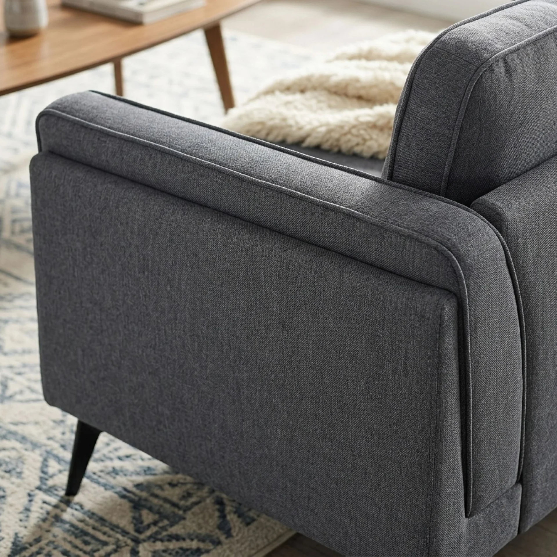 Brulo Linen 2 Seater Sofa - Dark Grey - Image 7