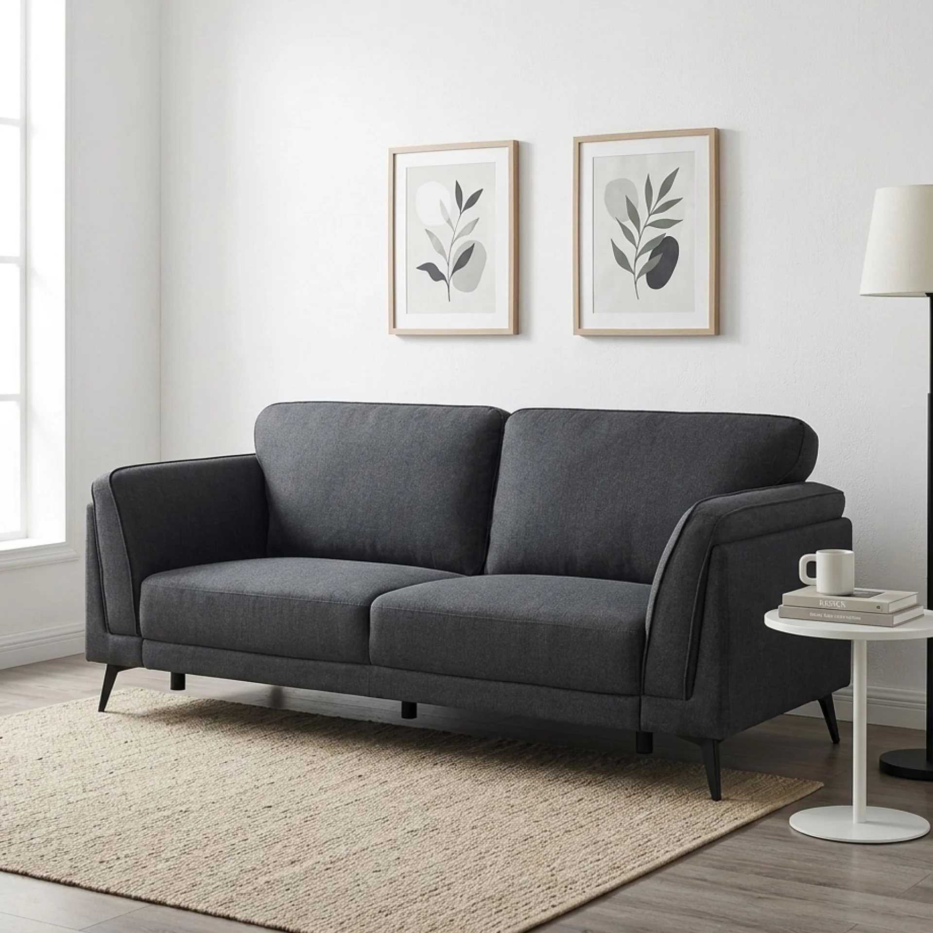 Brulo Linen 3 Seater Sofa - Dark Grey - Image 4