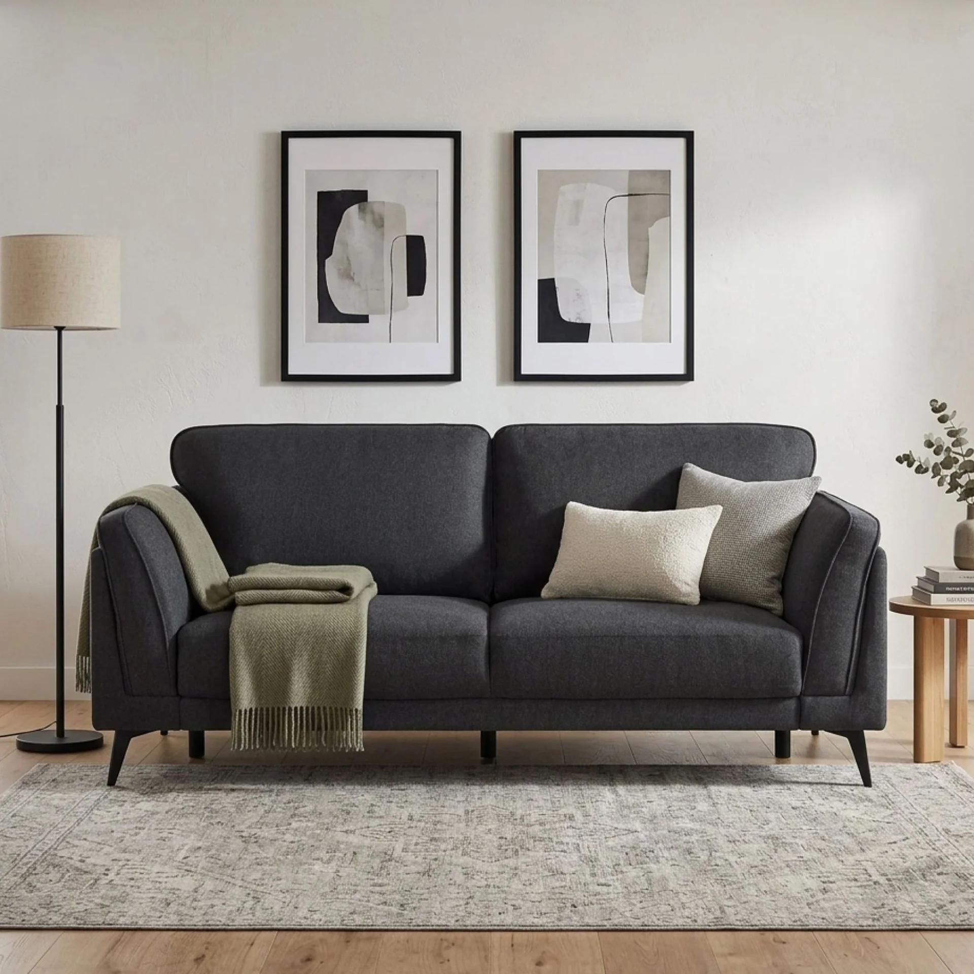 Brulo Linen 3 Seater Sofa - Dark Grey - Image 5