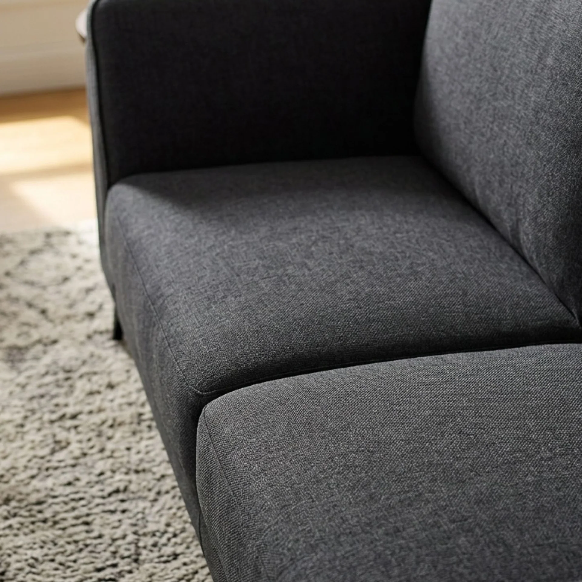 Brulo Linen 3 Seater Sofa - Dark Grey - Image 8