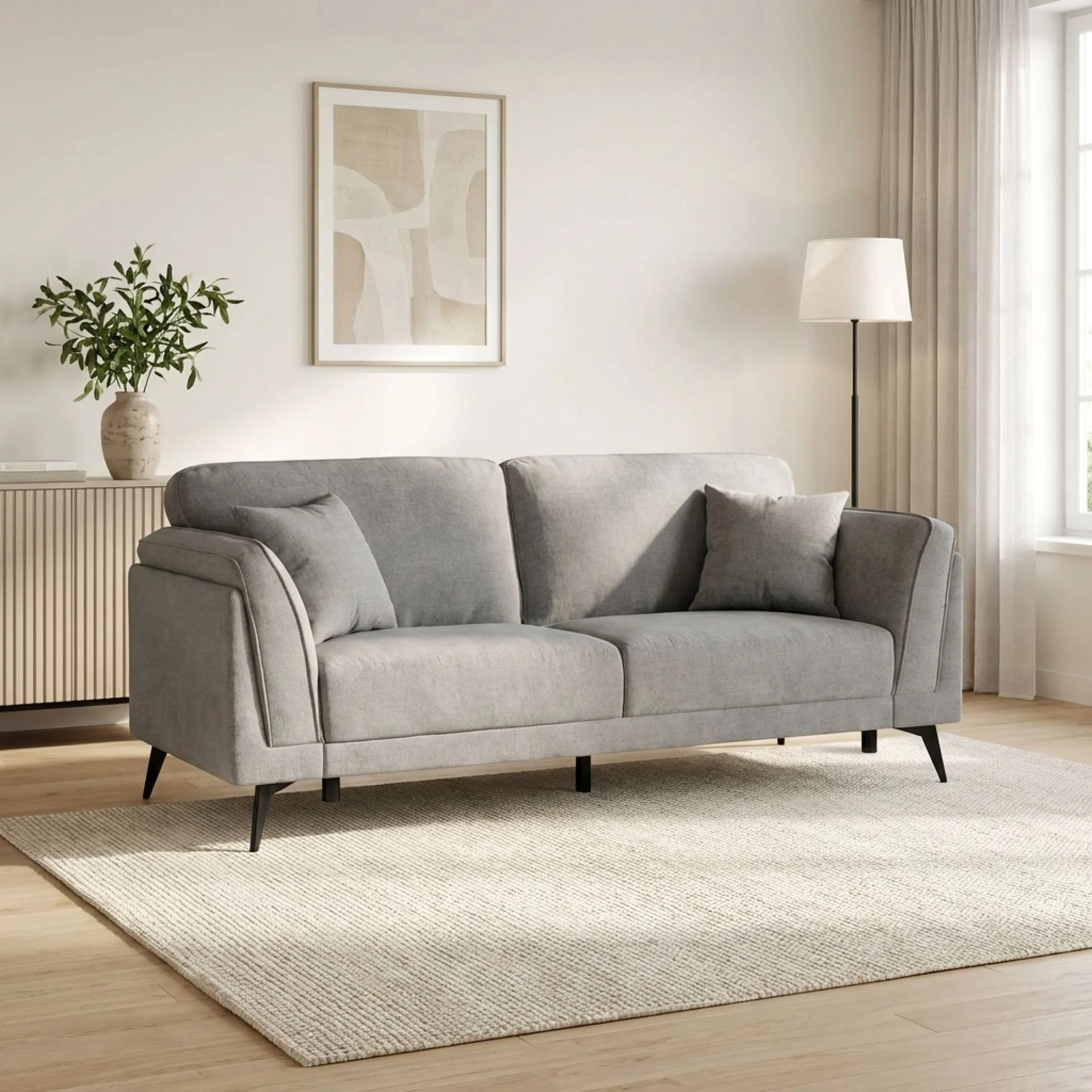 Brulo Linen 3 Seater Sofa - Grey