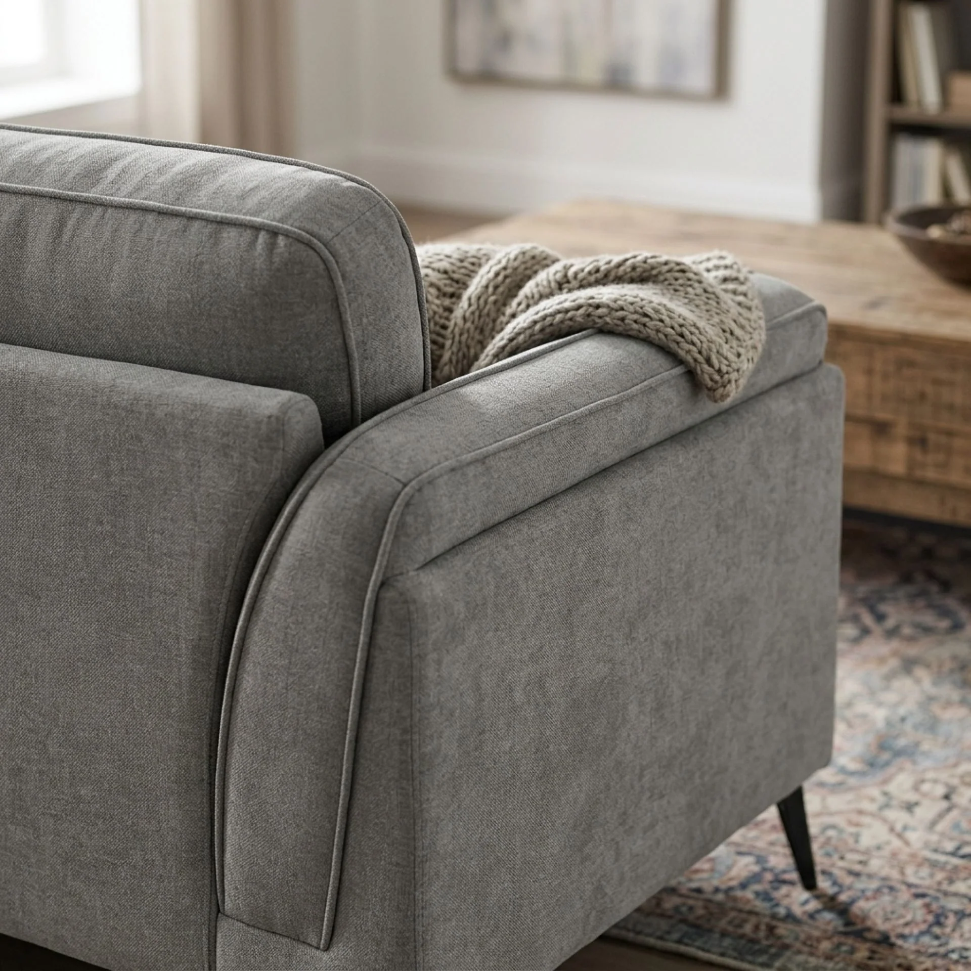 Brulo Linen 3 Seater Sofa - Grey - Image 5