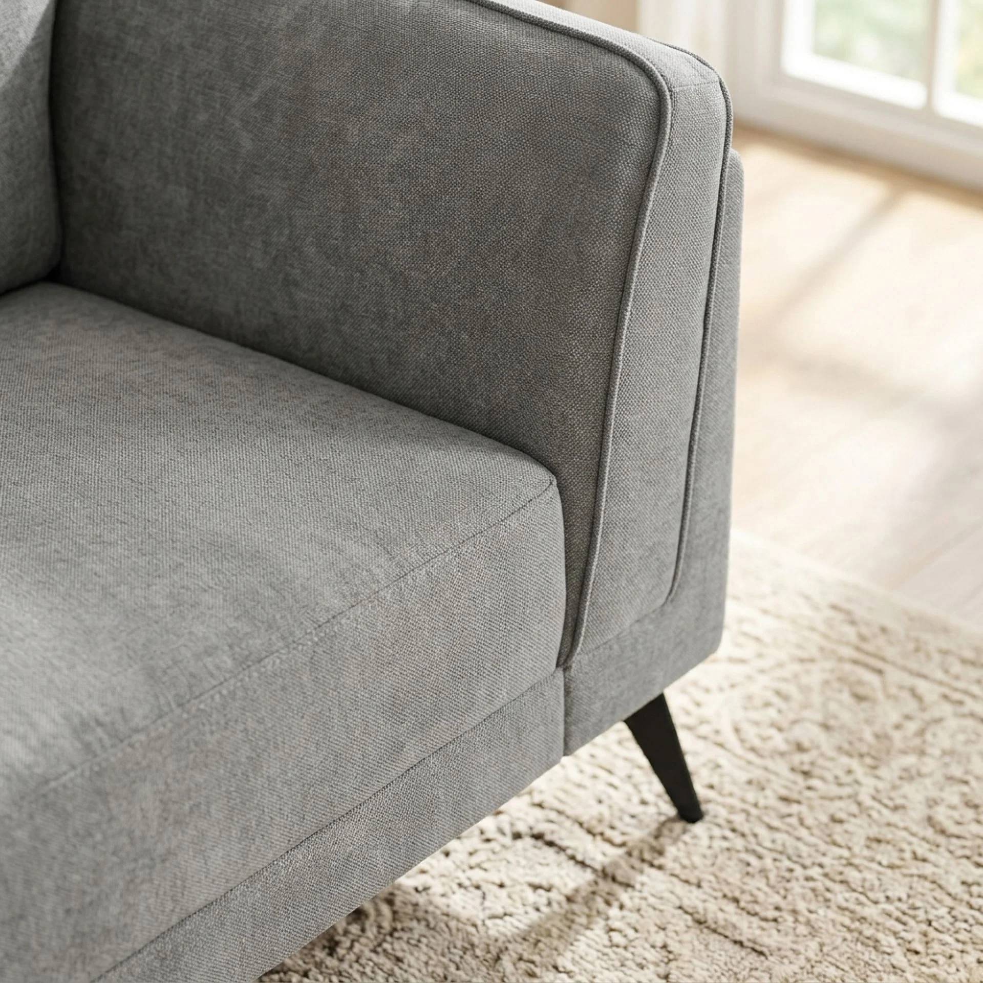 Brulo Linen 3 Seater Sofa - Grey - Image 6