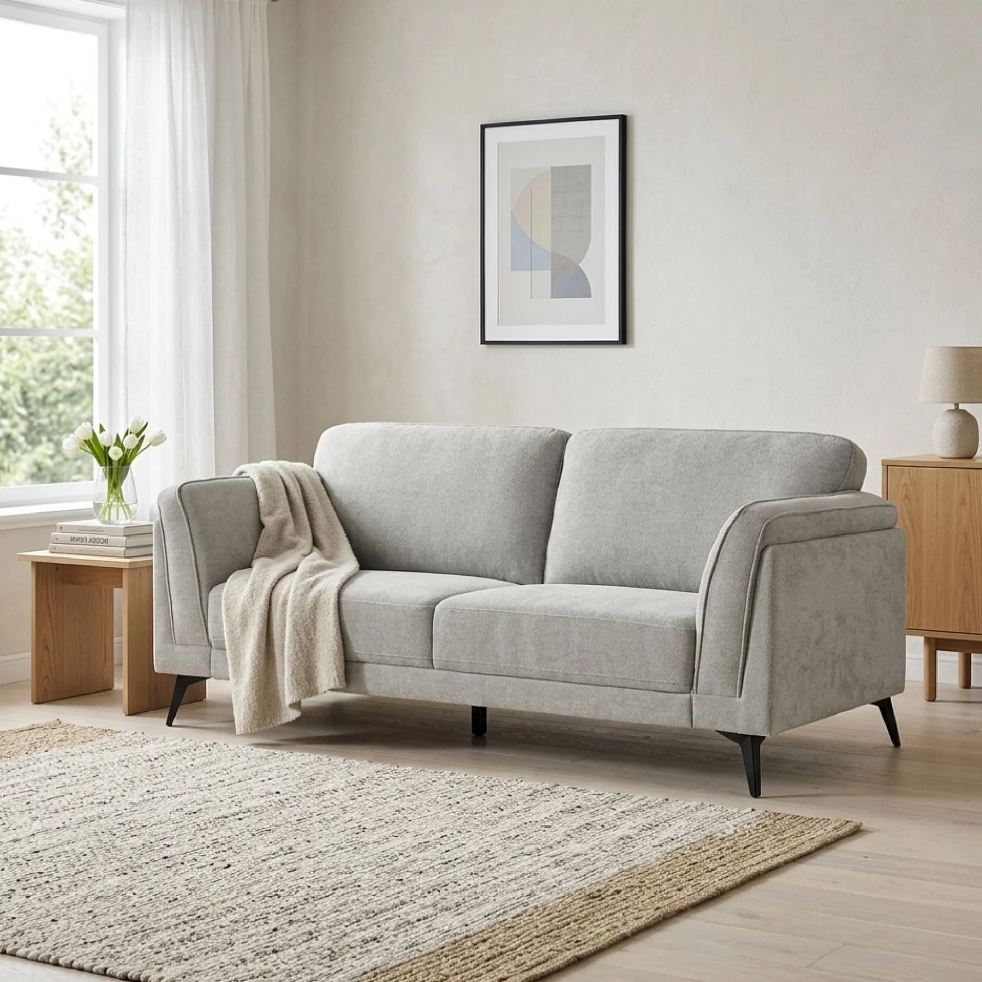 Brulo Linen 3 Seater Sofa - Light Grey