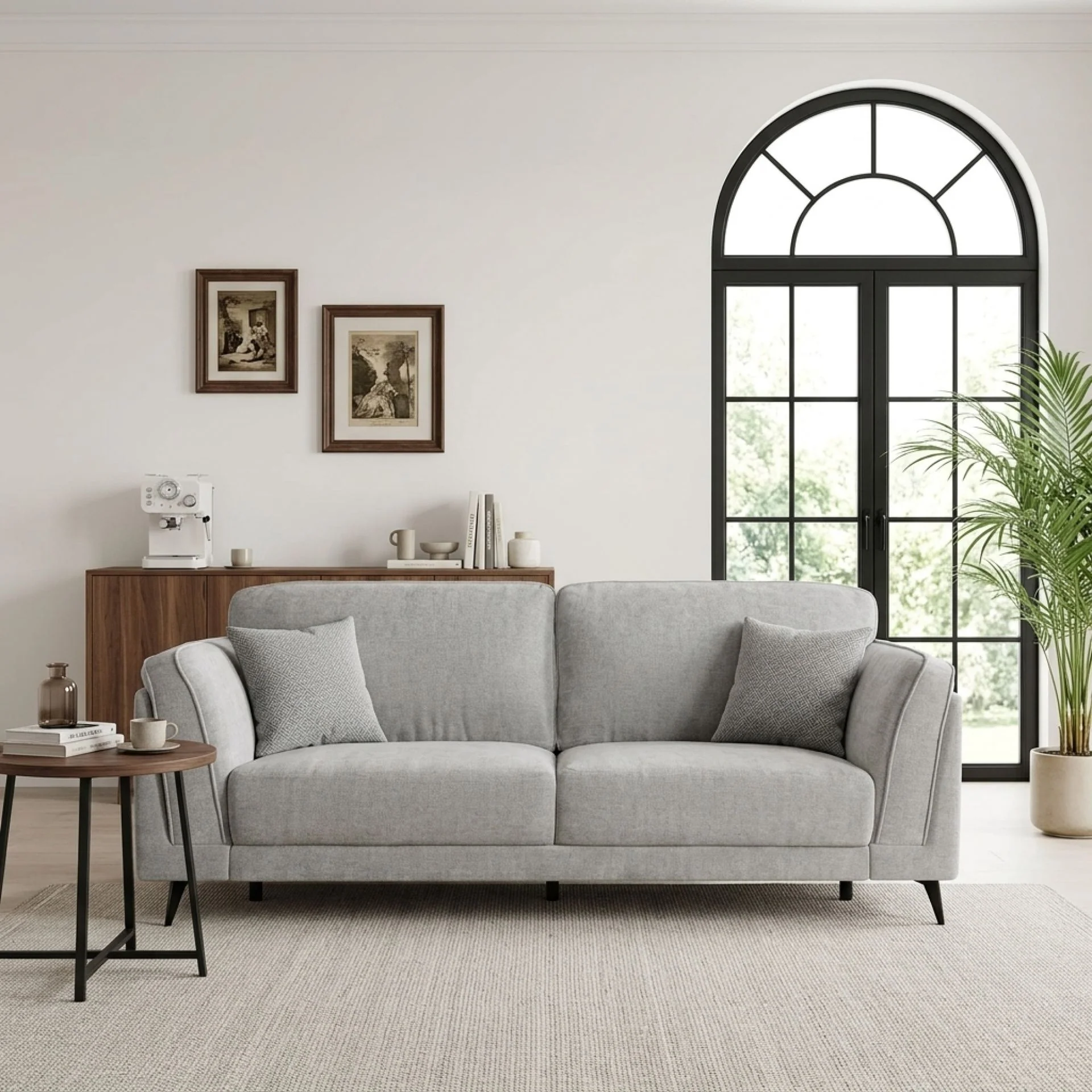 Brulo Linen 3 Seater Sofa - Light Grey - Image 5