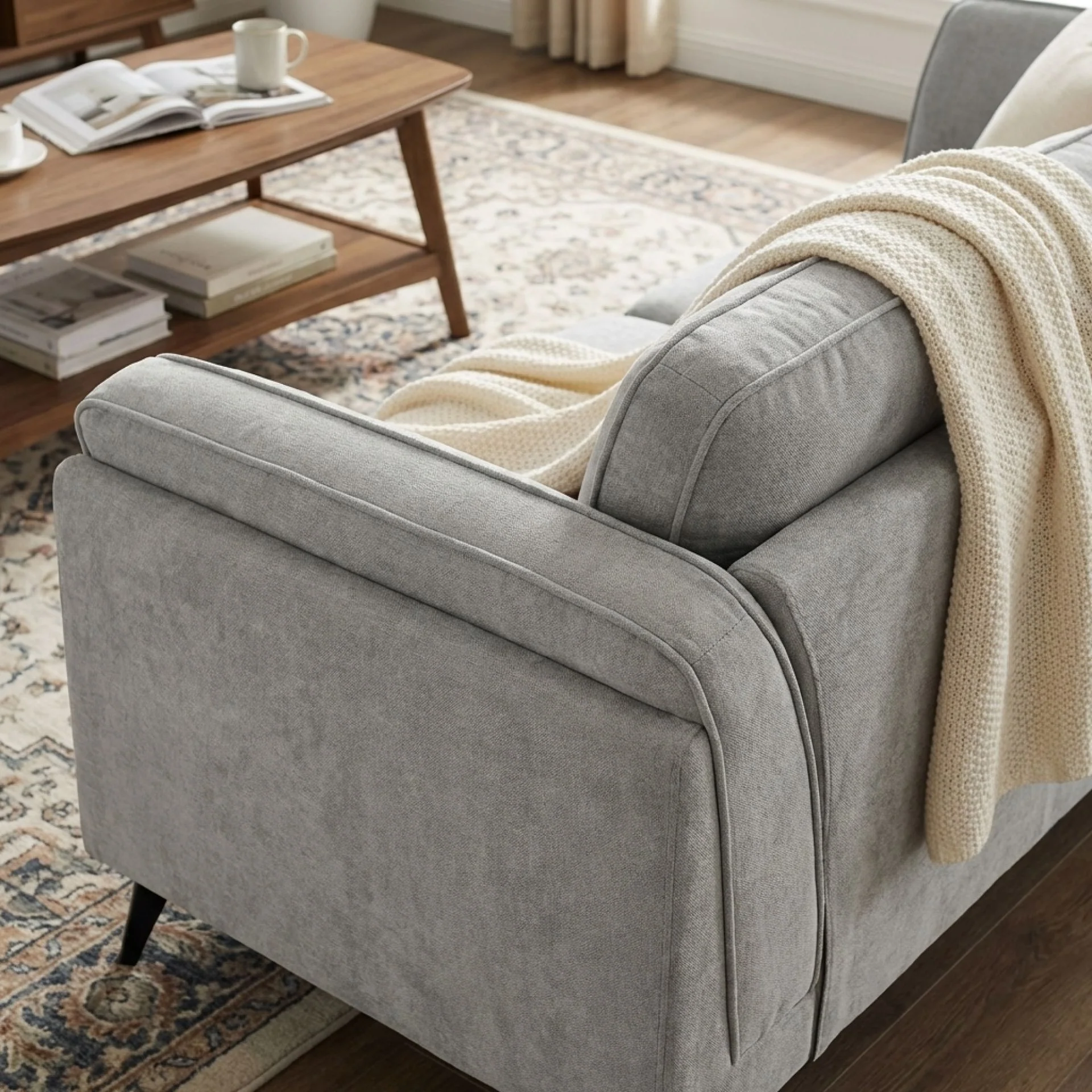 Brulo Linen 3 Seater Sofa - Light Grey - Image 7