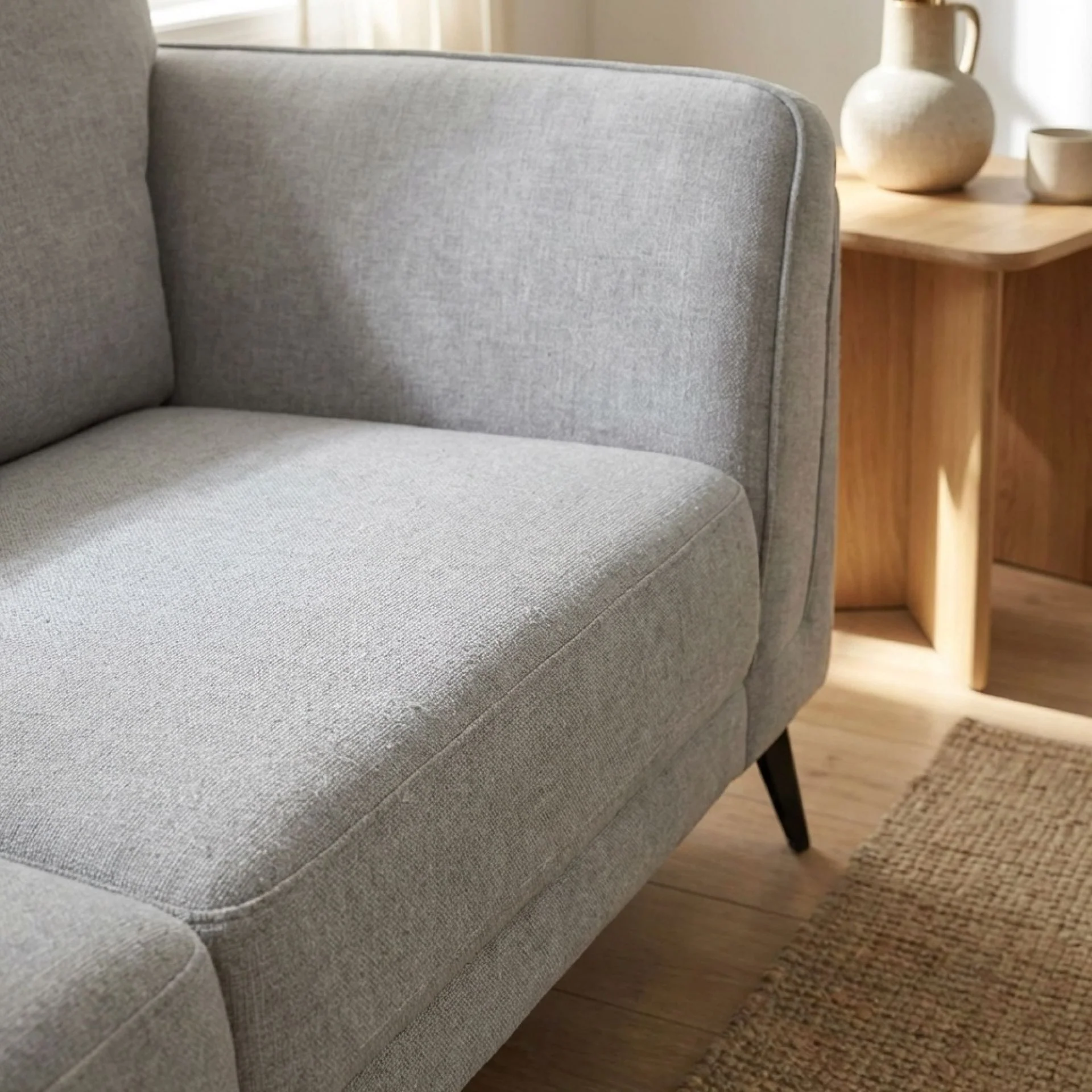 Brulo Linen 3 Seater Sofa - Light Grey - Image 8