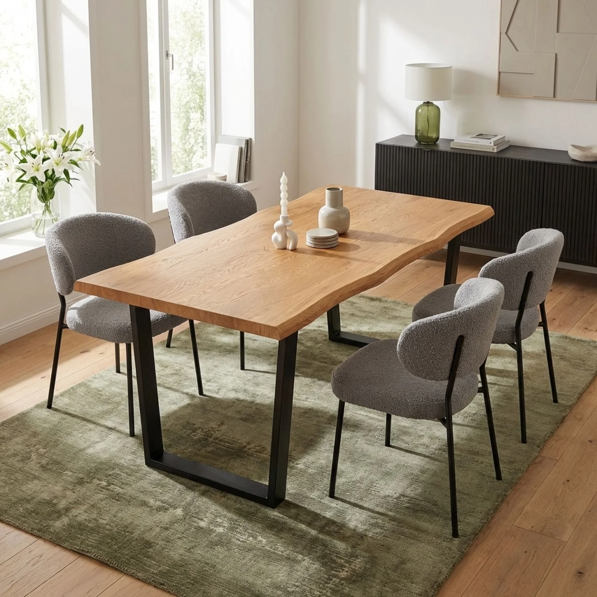 Bryce Dining Table 180 x 90cm - Oak + Black - Image 3
