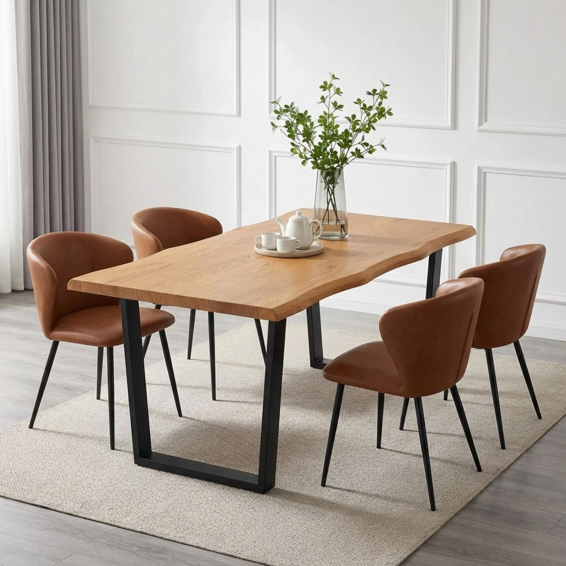 Bryce Dining Table 180 x 90cm - Oak + Black - Image 4