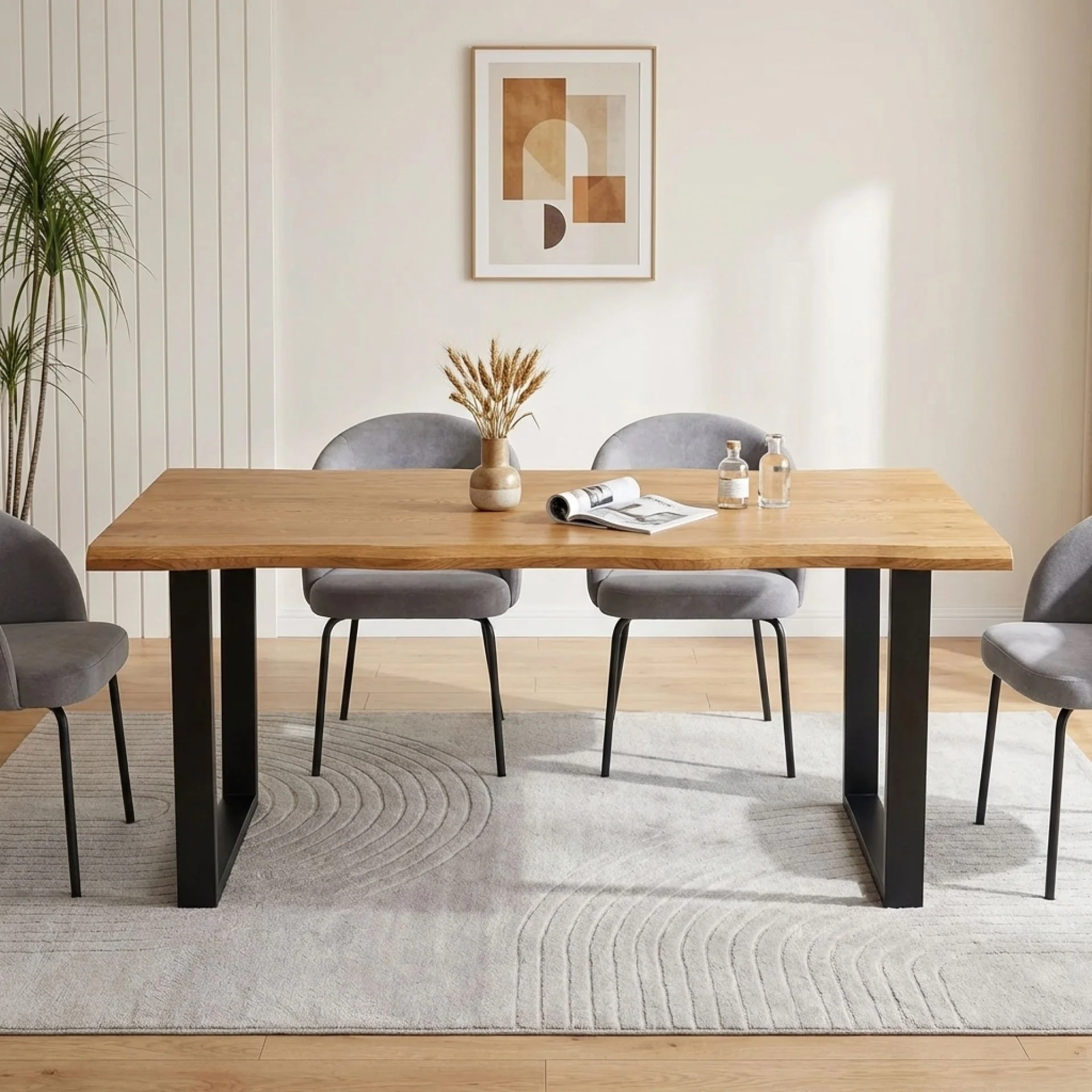Bryce Dining Table 180 x 90cm - Oak + Black - Image 5