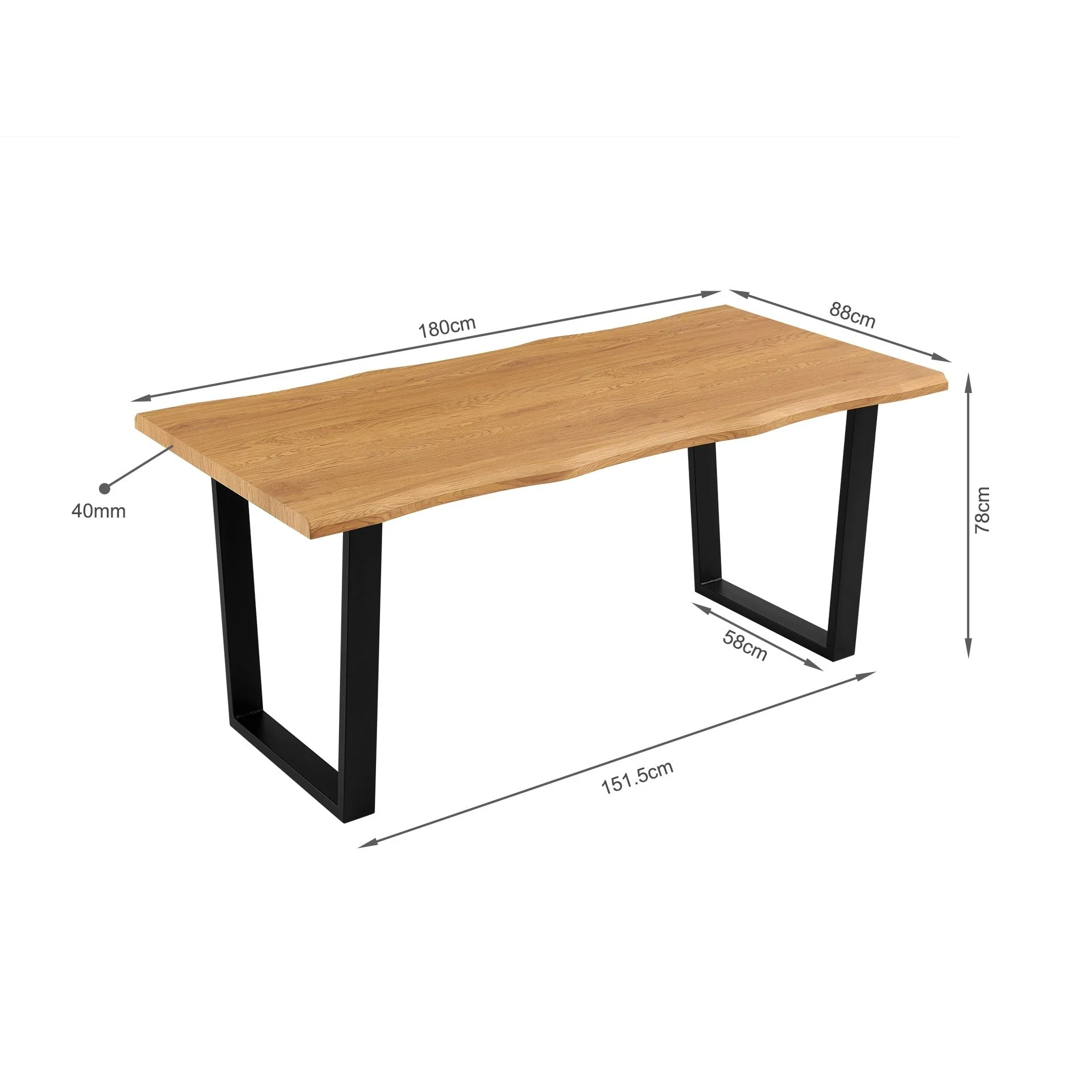 Bryce Dining Table 180 x 90cm - Oak + Black - Image 9
