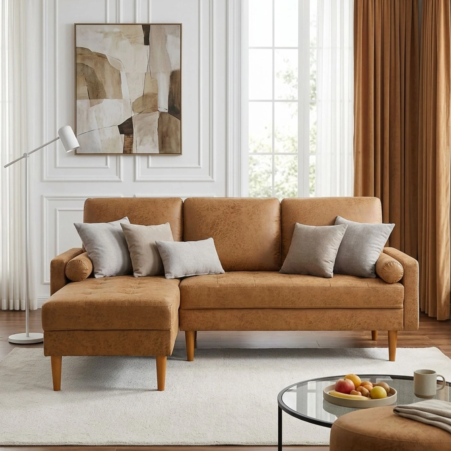 Brynlee 3 Seater Sofa with Left Facing Chaise - Brown - Image 3