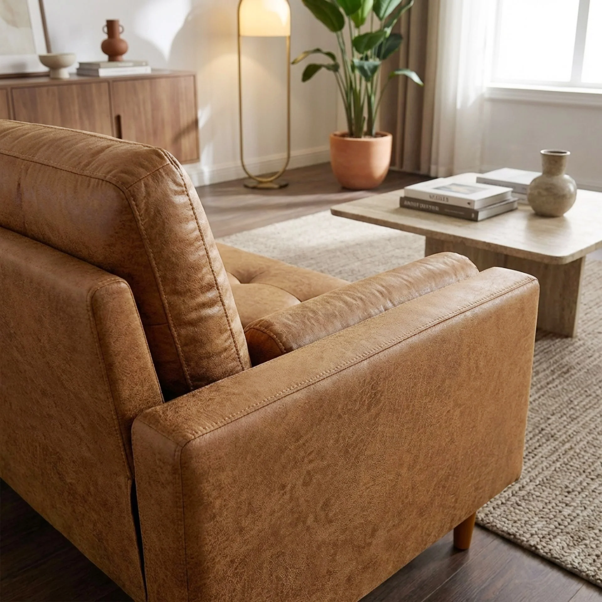Brynlee 3 Seater Sofa with Left Facing Chaise - Brown - Image 5